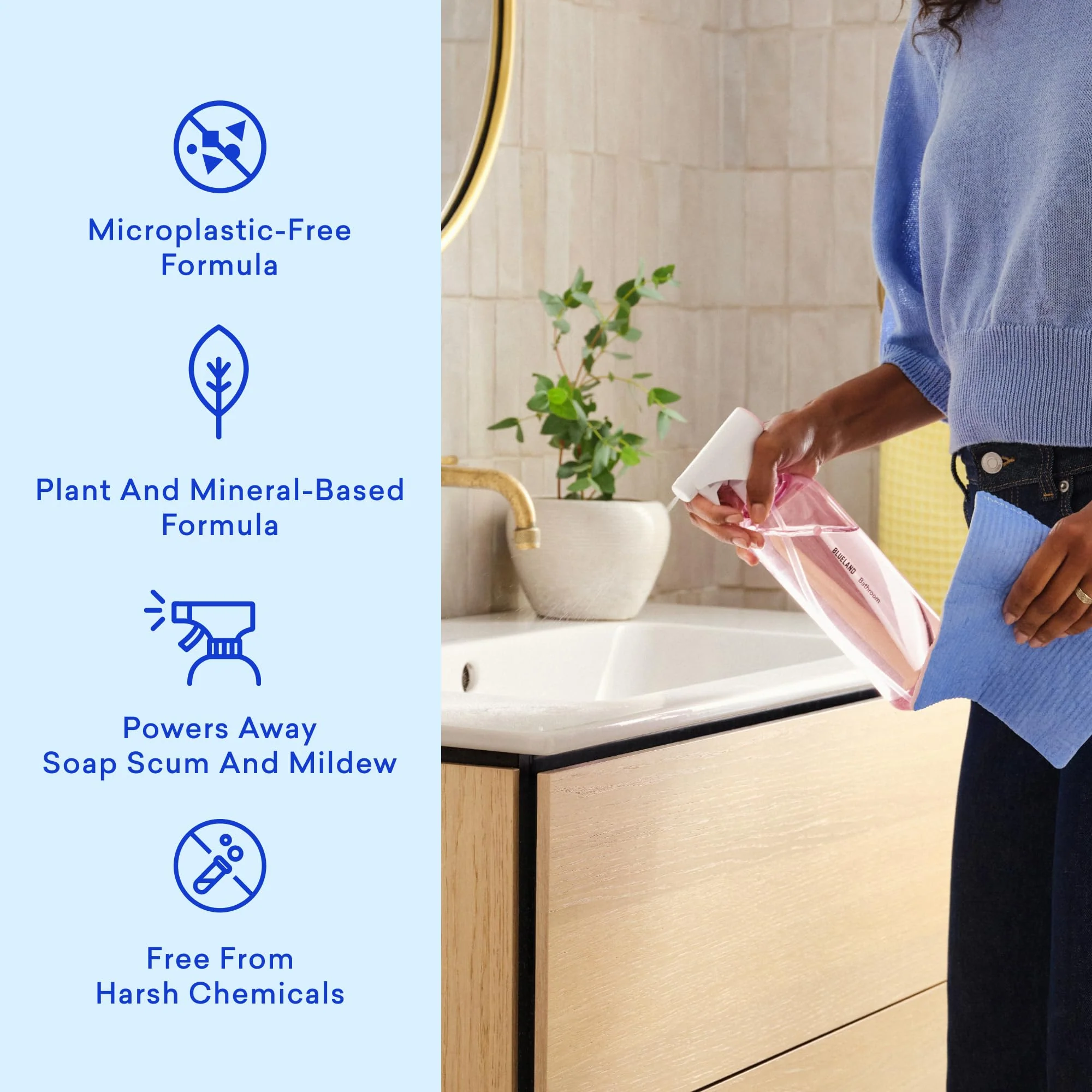 BLUELAND Bathroom Cleaner, 10-Pack Refill, Eucalyptus Mint Scent, Eco-Friendly Cleaning Supplies, 10x 24 Fl oz - Image 9