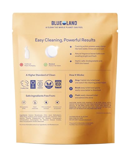 BLUELAND Toilet Bowl Cleaner Tablets, Starter Set, 14 Count with Tin, Lemon Cedar, Plastic-Free, No Harsh Chemicals, Plant-Based - Image 10