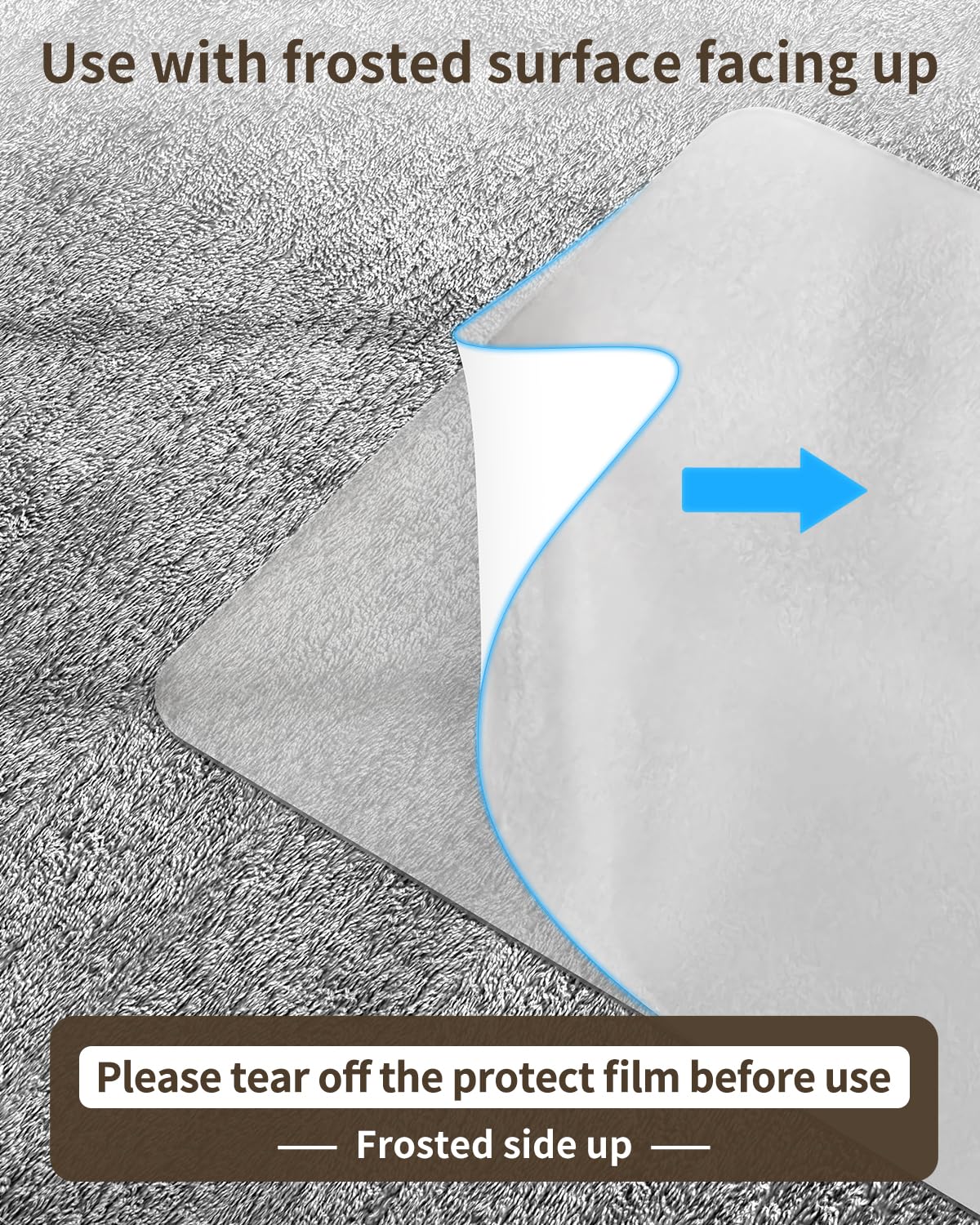 Blvornl Frosted Clear Chair Mat for High Pile Carpet and Hardwood Floor, 32.3"*53" Hard Material Chair Mat, Heavy Duty Computer Chair Mats for Rolling Chairs, Desk Floor Rug for Office and Home - Image 6