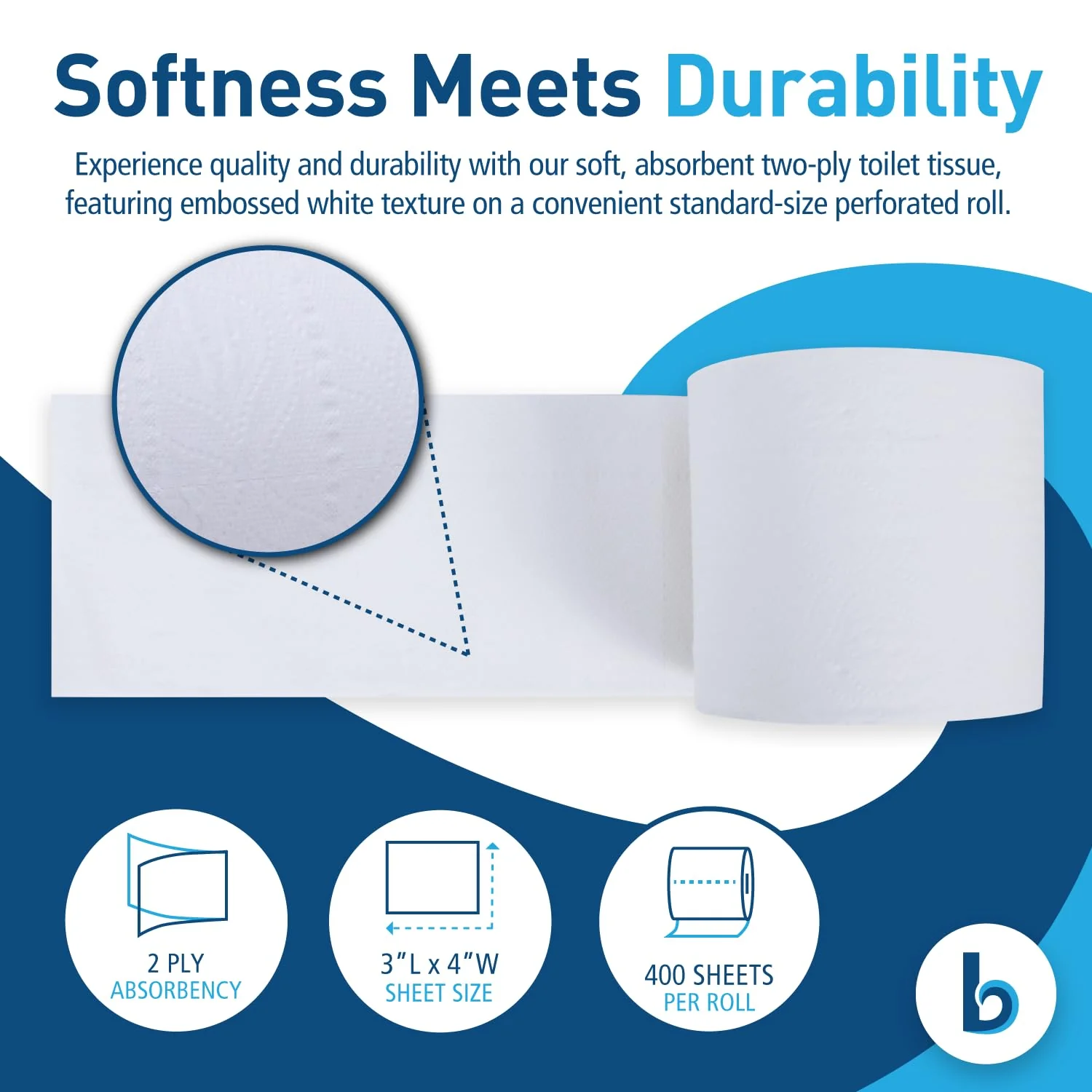 Boardwalk B6144 2-Ply Septic Safe Toilet Tissue - White (96/Carton) - Image 6
