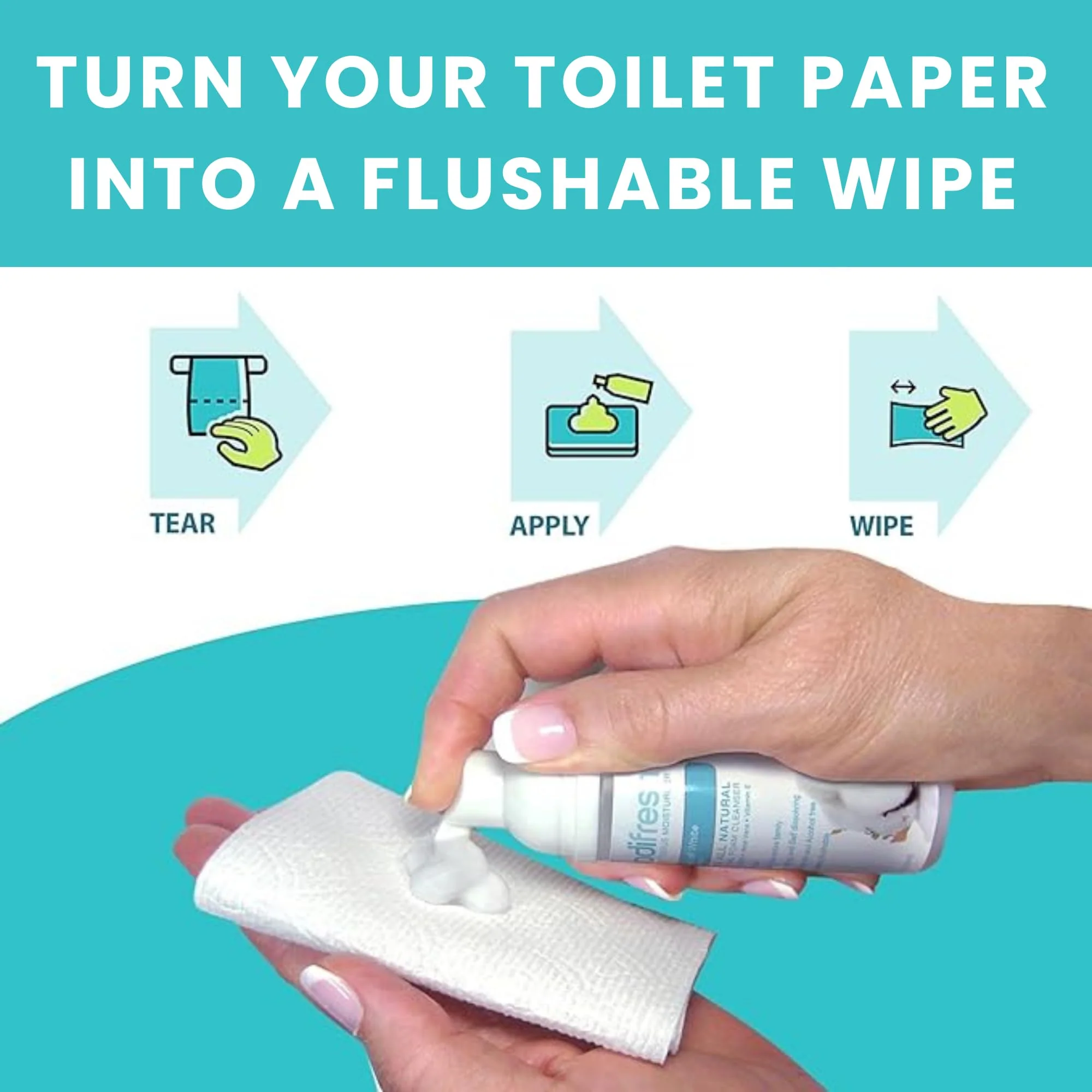 Bodifresh Toilet Paper Foam, Liquid Wet Wipe | Plant-Based, Eco Friendly Flushable Wet Wipe Alternative with Aloe & Vitamin E (1.7 Fl Oz (Pack of 3), Lavender) - Image 4