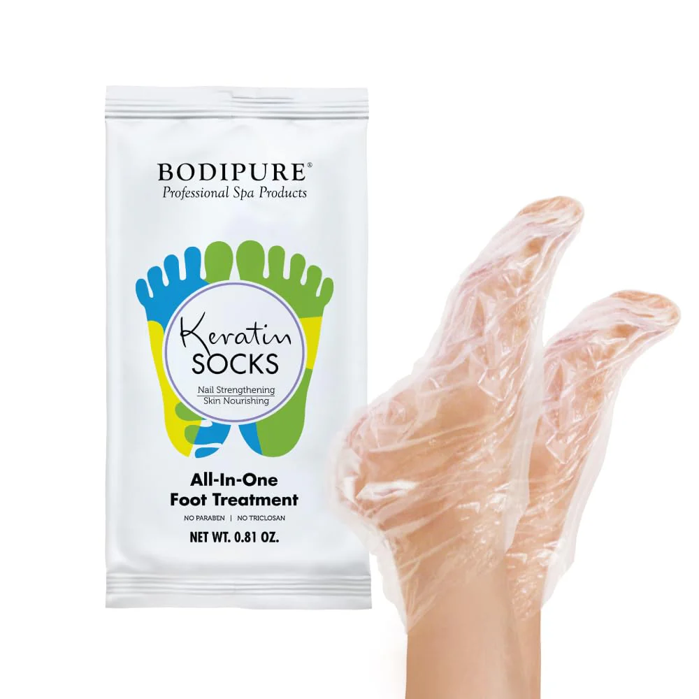 Bodipure All-In-1 Moisturizing Foot Mask | Keratin & Vitamin E Foot Mask for Dry Cracked Feet, Callus & Heel Softening | Easy-to-Use Pedicure Foot Repair | Chemical-free Feet Treatment | 50 Pairs - Image 8