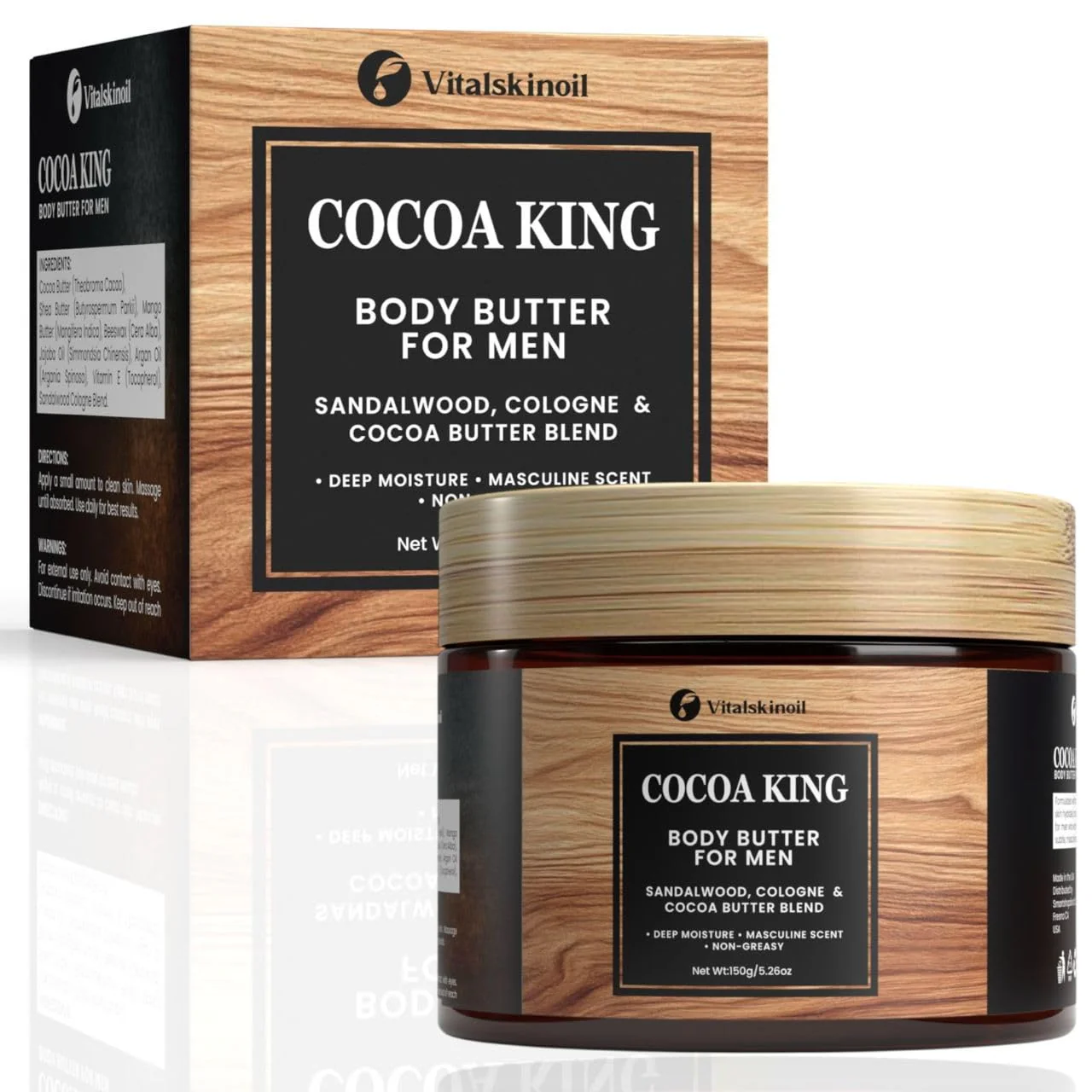 Body Butter for Men- Cocoa King Body Butter - Cocoa butter and Cologne Scent - 5.26 oz Body Cream Blend - Image 7