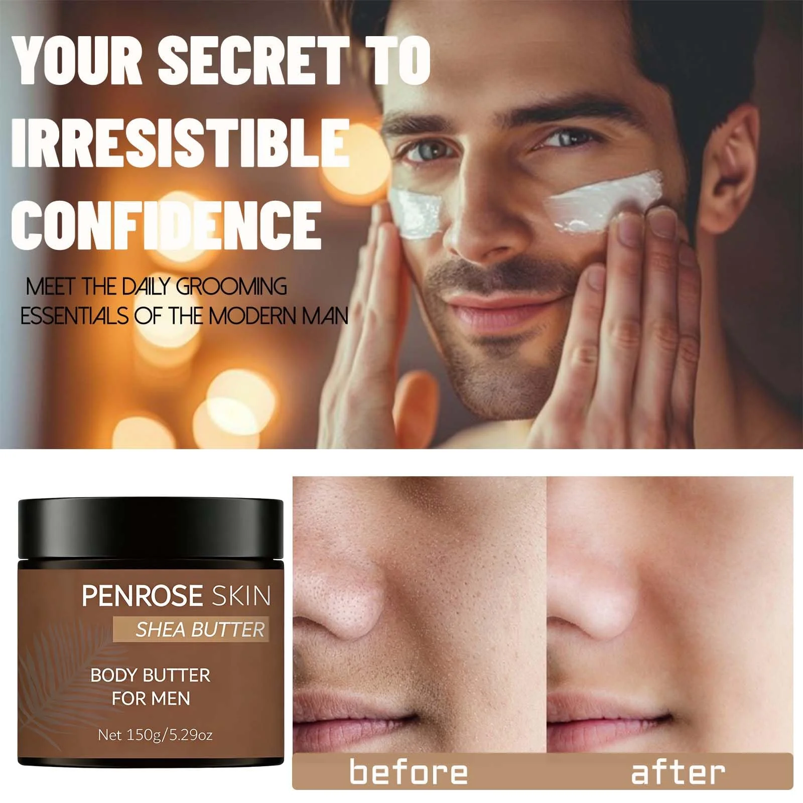 Body Butter, Penrose Skin Body Butter for Men, Scents Body Cream with Shea Butter, Cocoa Butter & Coconut Oil, Hydration That Hits & Long-Lasting Scent & Non-greasy (1 PCS) - Image 5
