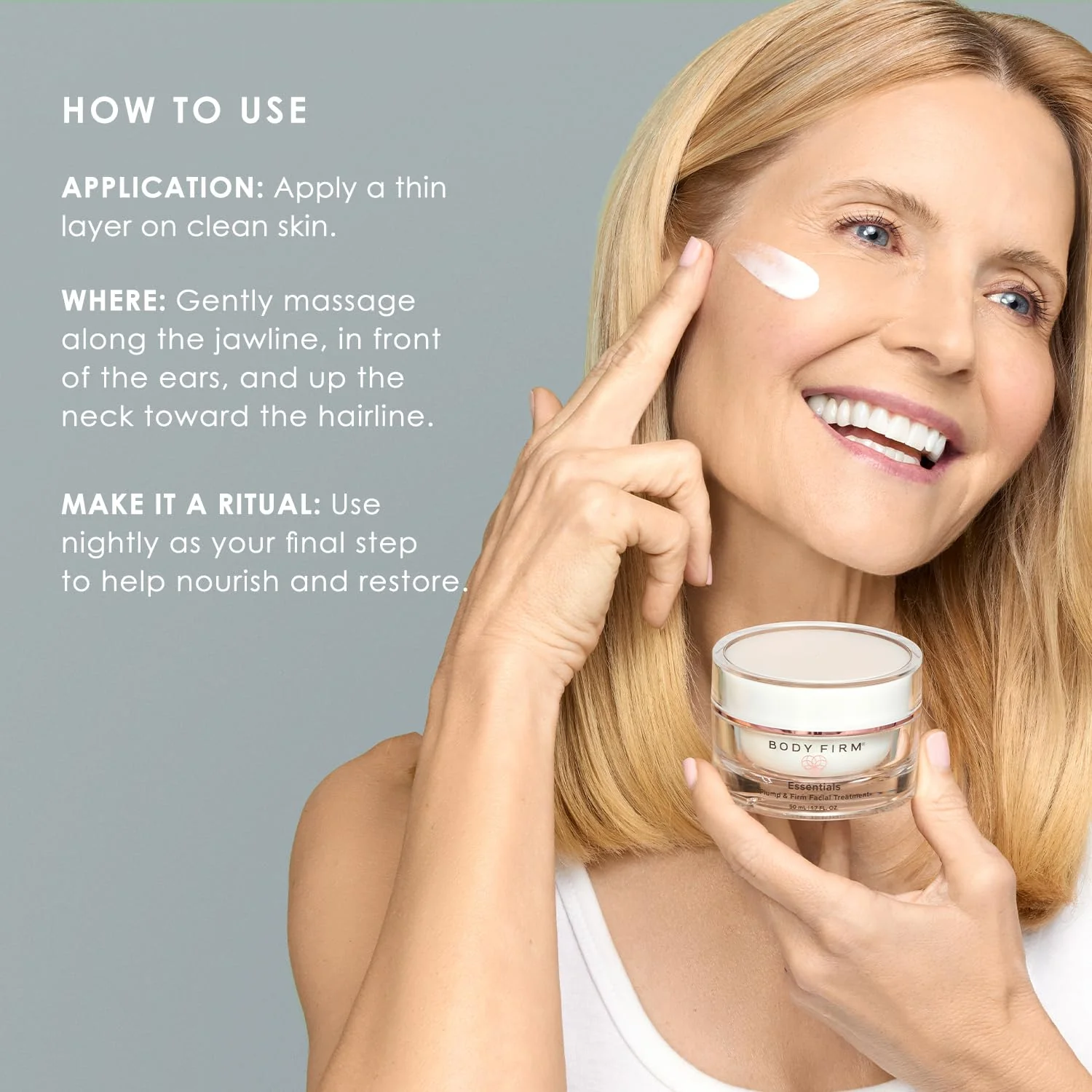 BODY FIRM Crepe Erase Plump & Firm Facial Treatment, Anti-Aging Skin Care, Hydrating Face Moisturizer, Night Cream for Face and Neck, Moisturizing and Firming, Supports Wrinkle & Crepe Skin, 1.7 fl oz - Image 6
