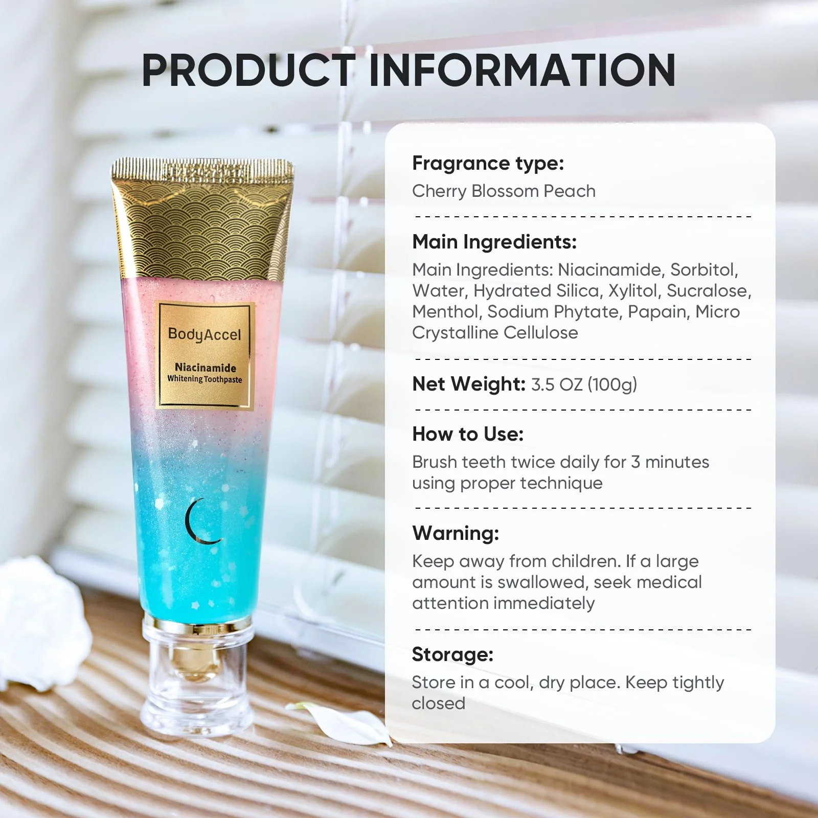 BodyAccel Niacinamide Whitening Toothpaste – Natural Whitening Toothpaste with Niacinamide, Gentle Formula for Brighter Teeth & Fresh Breath, 2-Pack (2) - Image 8