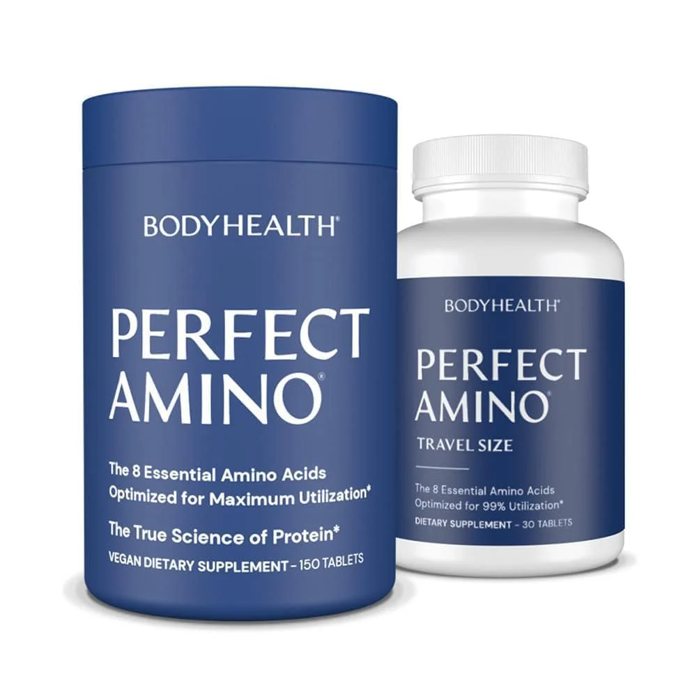 BodyHealth PerfectAmino Tablets (150ct Plus 30ct Travel Bottle), Essential Amino Acid with BCAAs + Lysine, Phenylalanine, Threonine, Methionine, Tryptophan, Supplement for Recovery & Strength