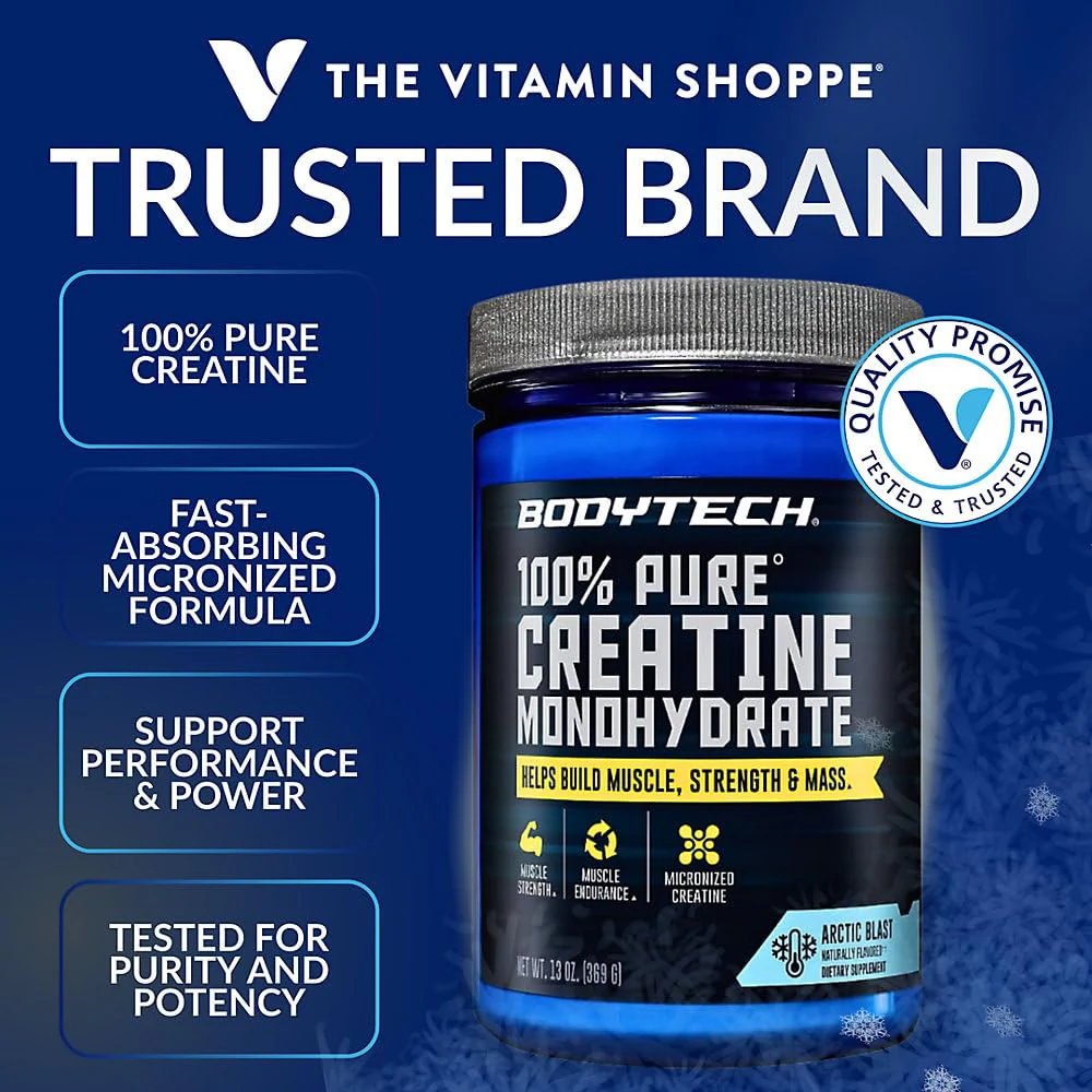 BodyTech 100% Pure Creatine Monohydrate Powder - Micronized for Maximum Absorption - Supports Muscle Strength & Power Output - Arctic Blast (13 oz, 55 Servings) - Image 2