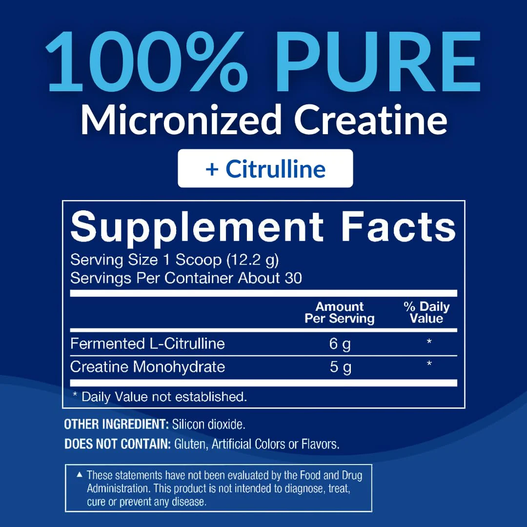 BodyTech Creatine + Citrulline Powder, Supports Strength, Pumps & Endurance, Pre Workout Supplement for Men & Women, Unflavored, 12.9 Oz, 30 Servings - Image 3