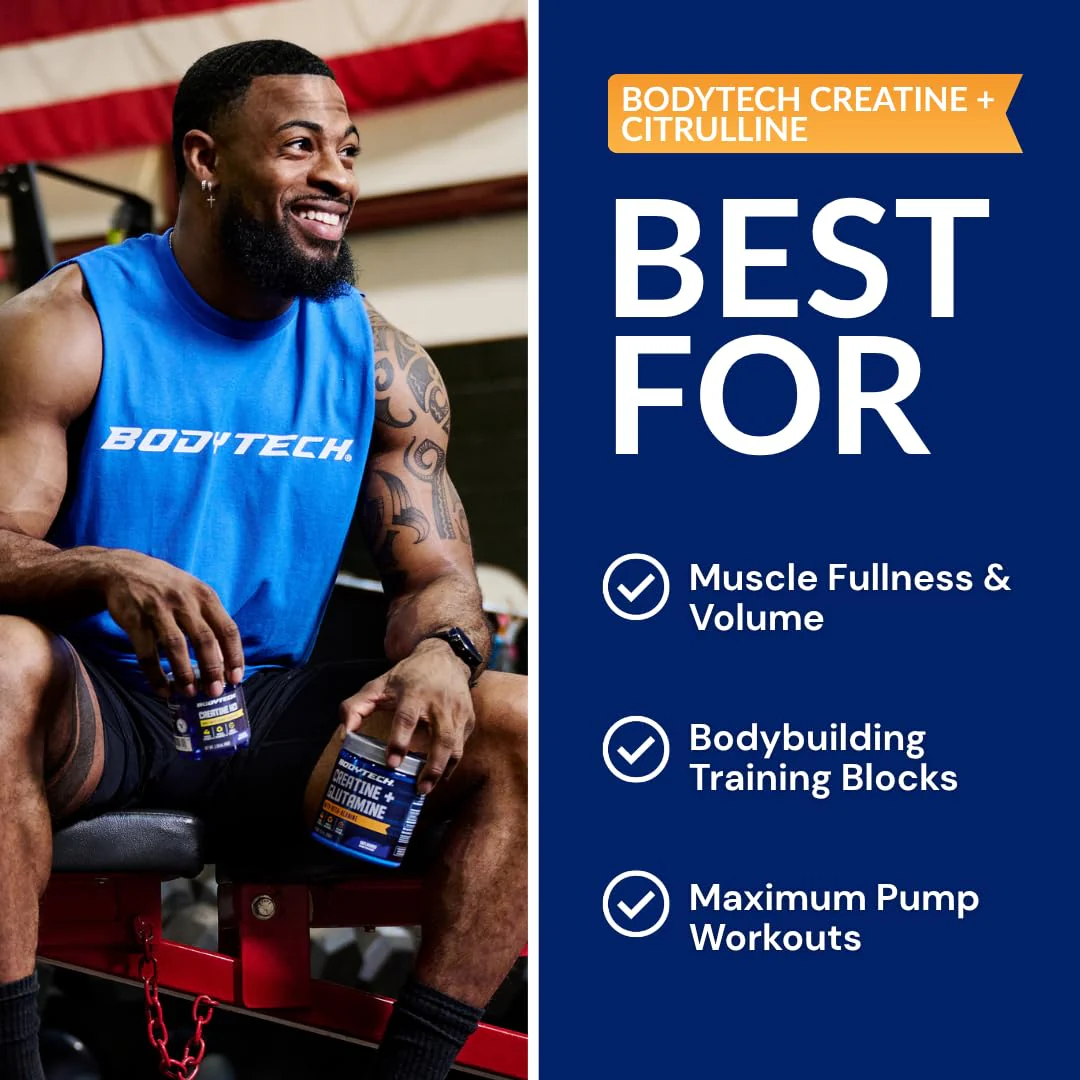 BodyTech Creatine + Citrulline Powder, Supports Strength, Pumps & Endurance, Pre Workout Supplement for Men & Women, Unflavored, 12.9 Oz, 30 Servings - Image 7