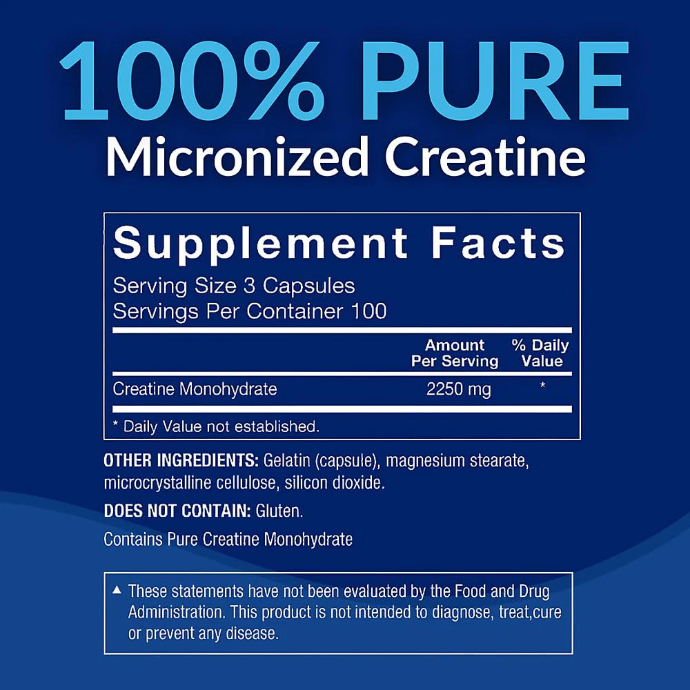BodyTech Creatine Monohydrate Capsules, Micronized Creatine Formula for Men and Women, 2250 mg per Serving, Pre Workout & Post Workout Supplement, Gluten Free, Sugar Free, 300 Capsules Per Bottle - Image 3