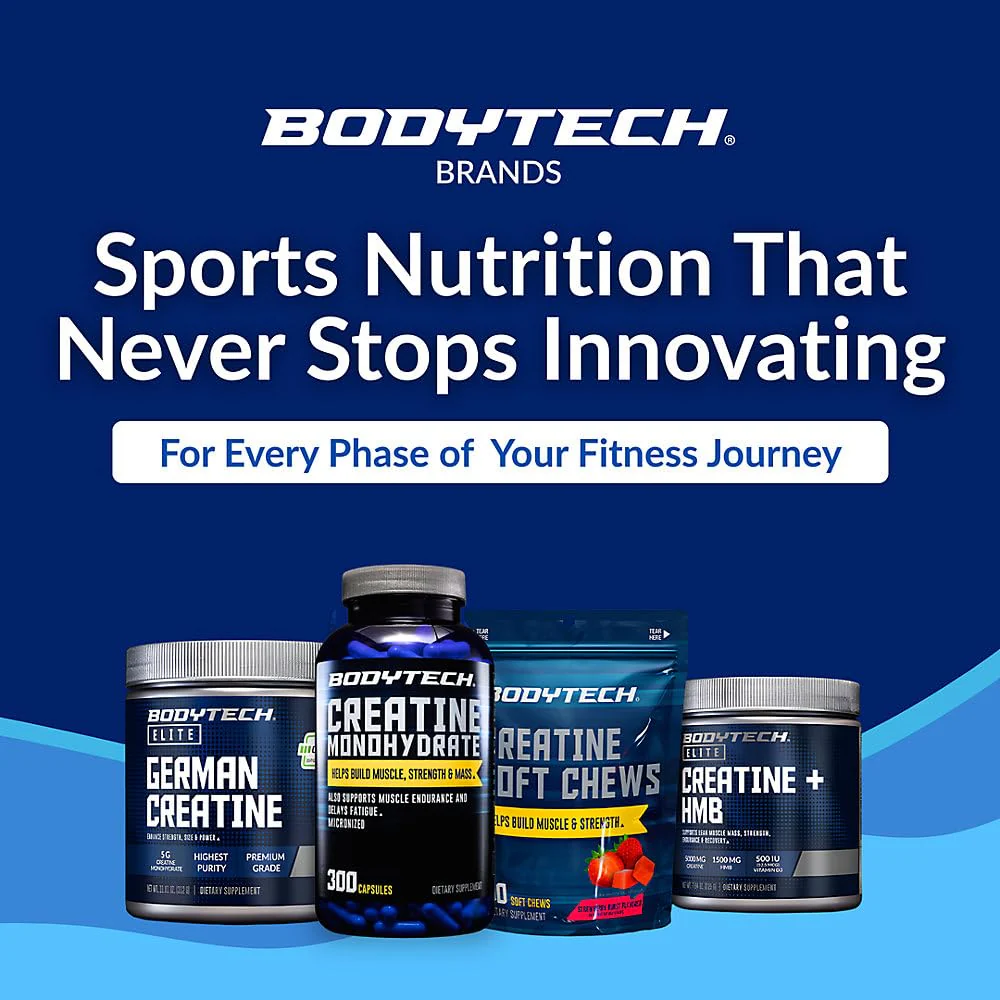BodyTech Creatine Monohydrate Capsules, Micronized Creatine Formula for Men and Women, 2250 mg per Serving, Pre Workout & Post Workout Supplement, Gluten Free, Sugar Free, 300 Capsules Per Bottle - Image 8