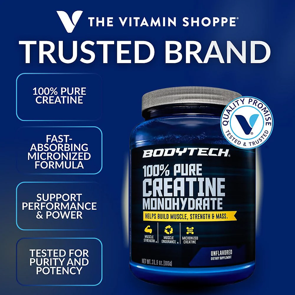 BodyTech Creatine Monohydrate Powder, Unflavored Micronized Creatine Formula for Men and Women, 5g per Serving, Pre Workout & Post Workout Supplement, Gluten Free, Sugar Free, 31.9 Oz, 181 Servings - Image 2