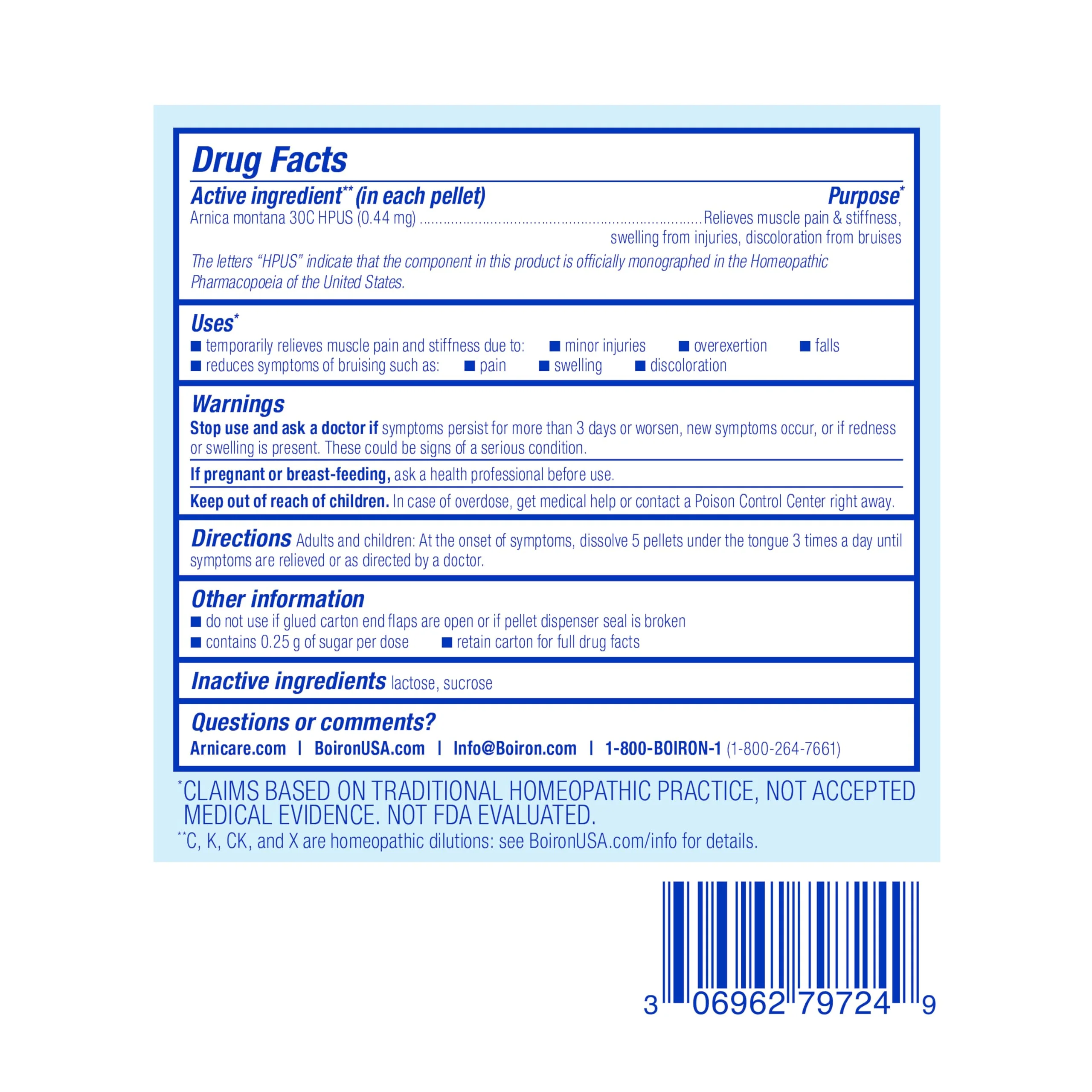 Boiron Arnica Montana 30C Homeopathic Medicine for Relief from Muscle Pain, Muscle Stiffness, Swelling from Injury, and Discoloration from Bruises - 3 Count (240 Pellets) - Image 9