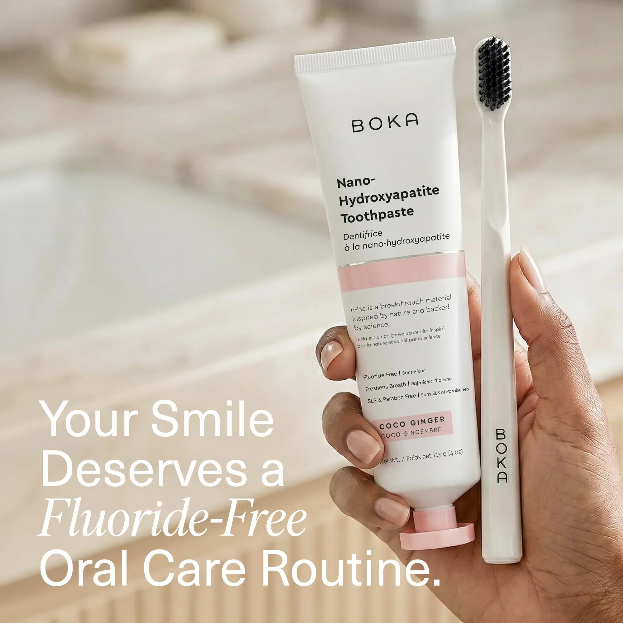 Boka Fluoride Free Toothpaste, Nano Hydroxyapatite Toothpaste, Appropriate for Sensitive Teeth - for Adult Oral Care - Coco Ginger Flavor, 4 Fl Oz 1Pk US Manufactured - Image 4