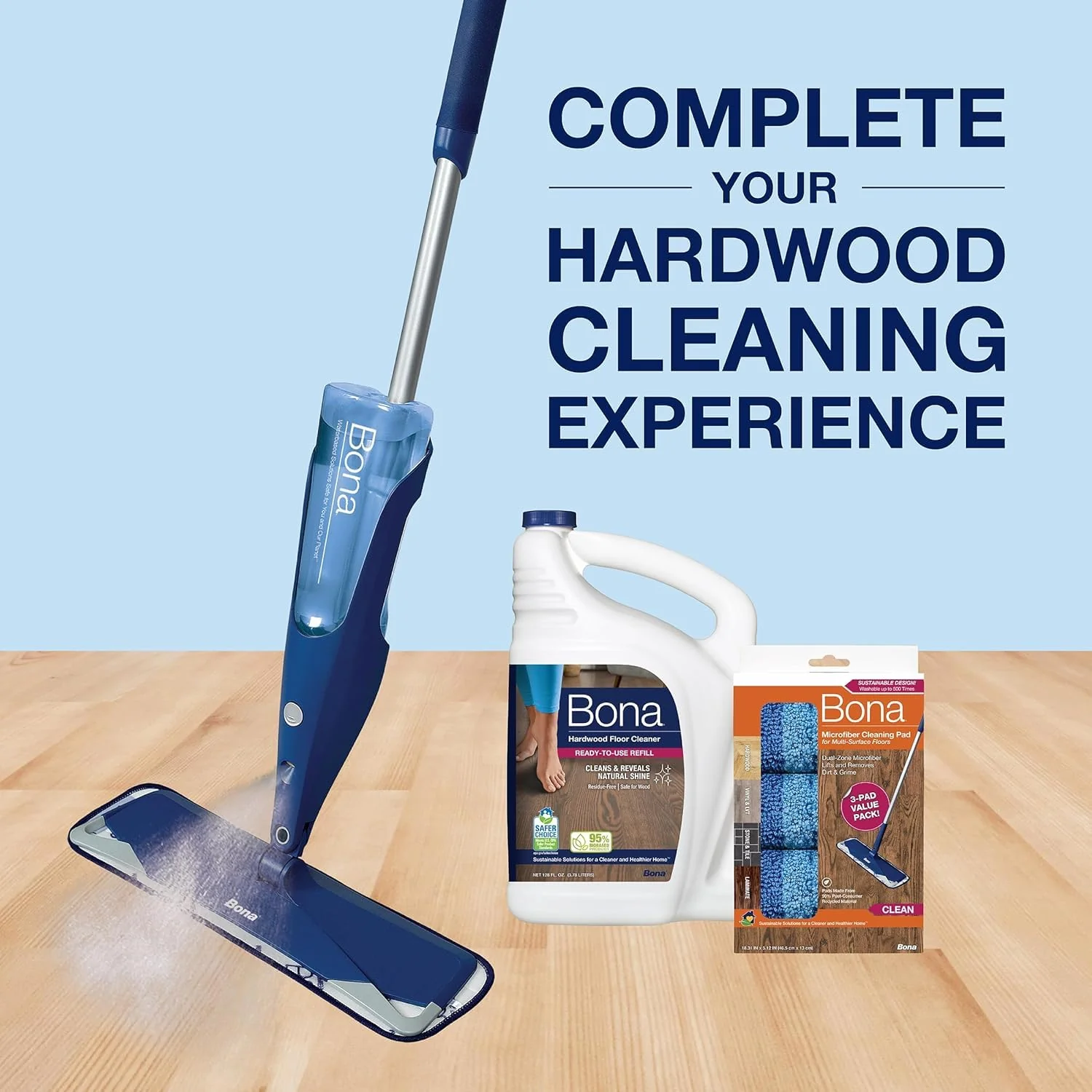 Bona Hardwood Floor Cleaner Refill, 128 fl oz, Unscented, Refill for Spray Mops and Bottles, Residue-Free Floor Cleaning Solution for Wood Floors - Image 2