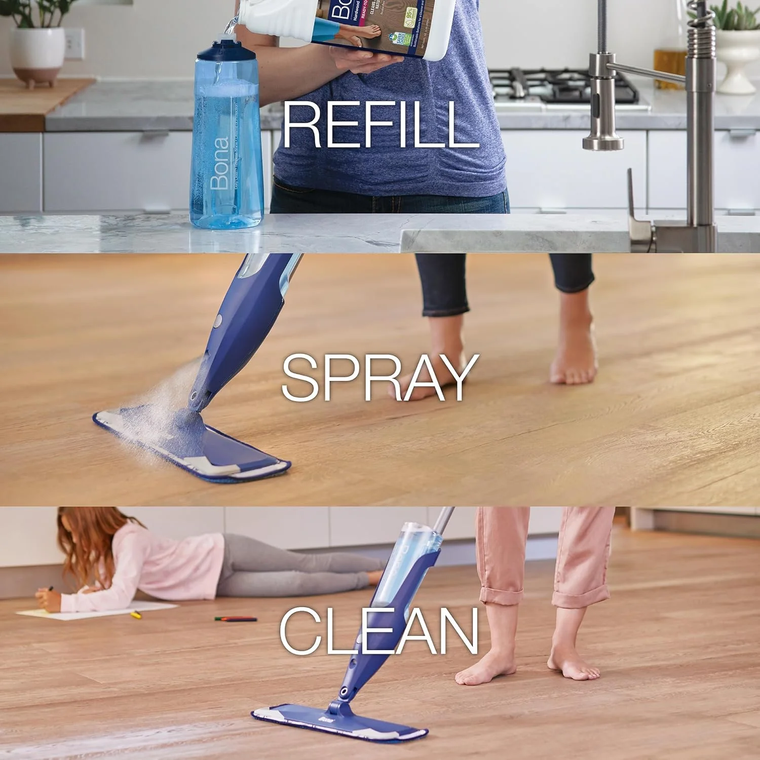 Bona Hardwood Floor Cleaner Refill, 128 fl oz, Unscented, Refill for Spray Mops and Bottles, Residue-Free Floor Cleaning Solution for Wood Floors - Image 3