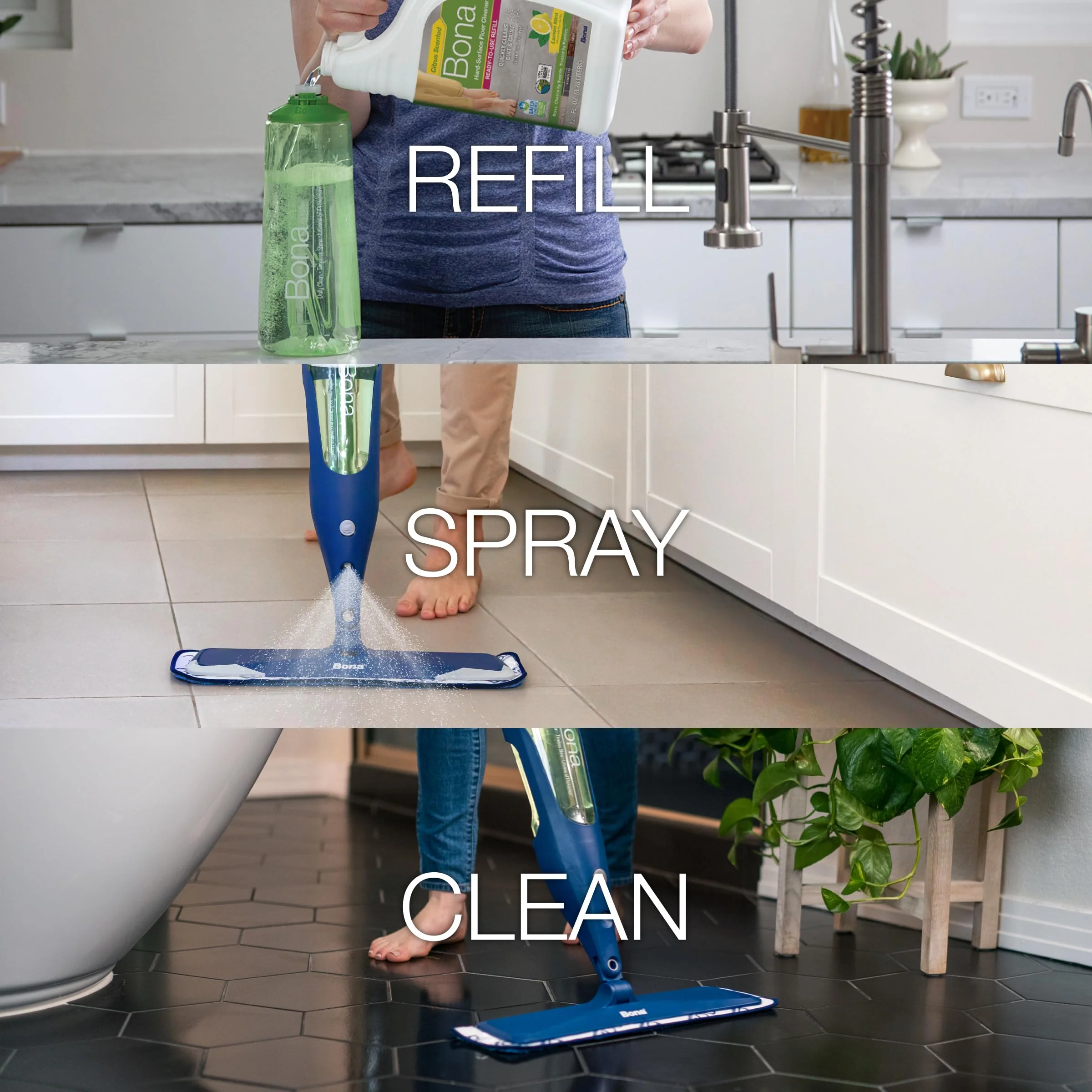Bona Multi-Surface Floor Cleaner Refill - 128 fl oz - Lemon Mint - Residue-Free Floor Cleaning Solution refill for Spray Mop and Spray Bottles - For Use on Stone, Tile, Laminate, and Vinyl Floors - Image 3