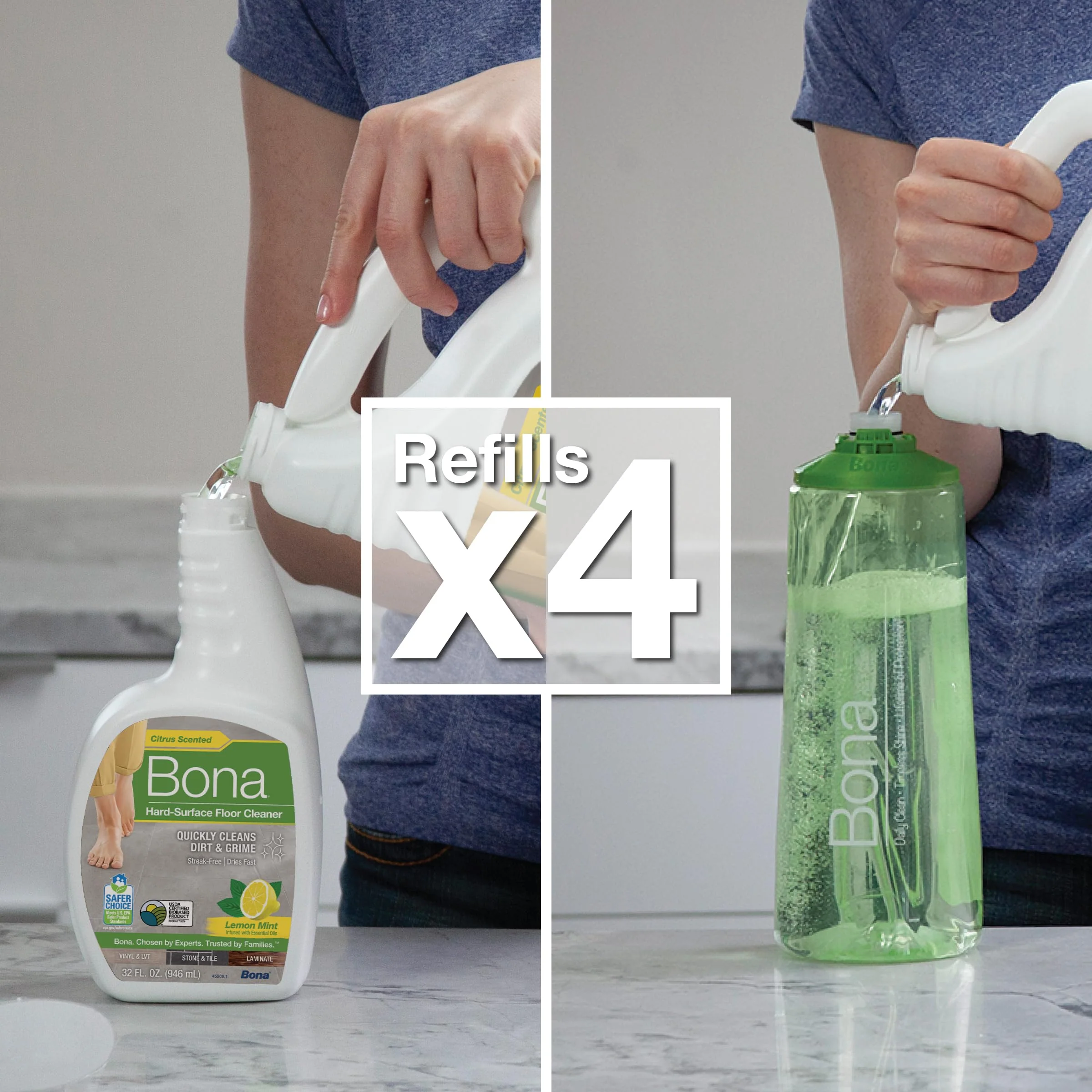 Bona Multi-Surface Floor Cleaner Refill - 128 fl oz - Lemon Mint - Residue-Free Floor Cleaning Solution refill for Spray Mop and Spray Bottles - For Use on Stone, Tile, Laminate, and Vinyl Floors - Image 7