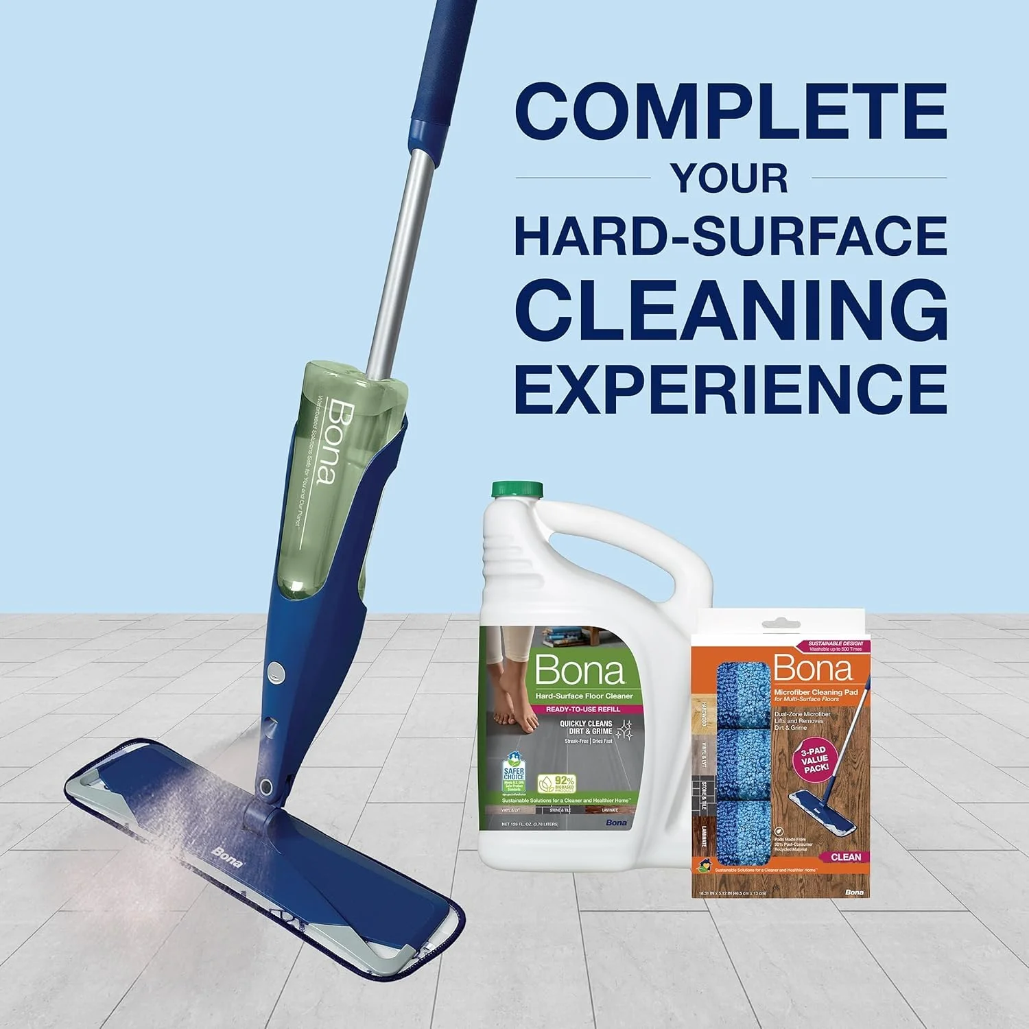 Bona Multi-Surface Floor Cleaner Refill - 128 fl oz - Unscented - Refill for Bona Spray Mops and Spray Bottles - Residue-Free Floor Cleaning Solution for Stone, Tile, Laminate, and Vinyl Floors - Image 6