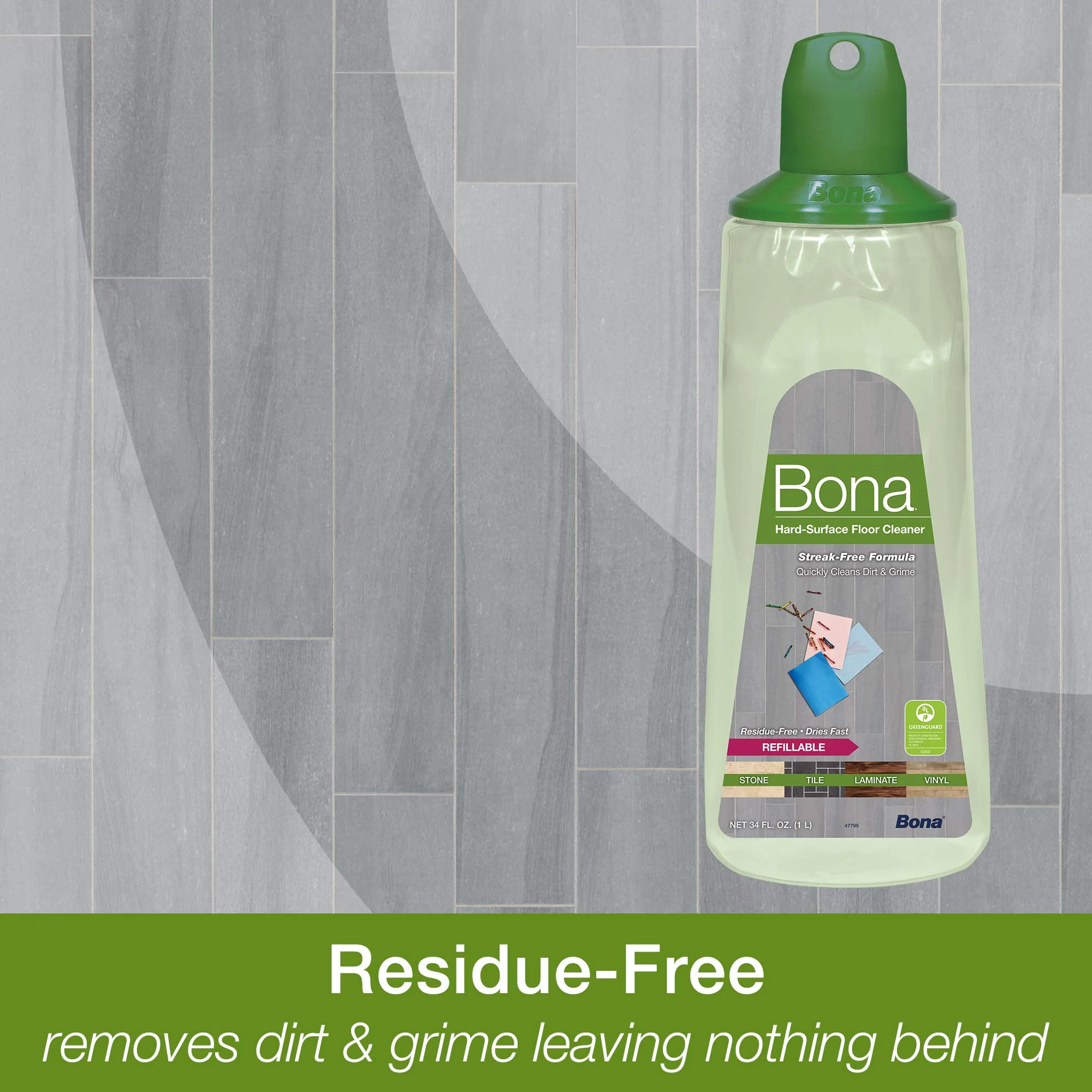 Bona Multi-Surface Floor Cleaner Refillable Spray Mop Cartridge, for Stone Tile Laminate and Vinyl LVT/LVP, 34 Fl Oz (Pack of 2) - Image 9