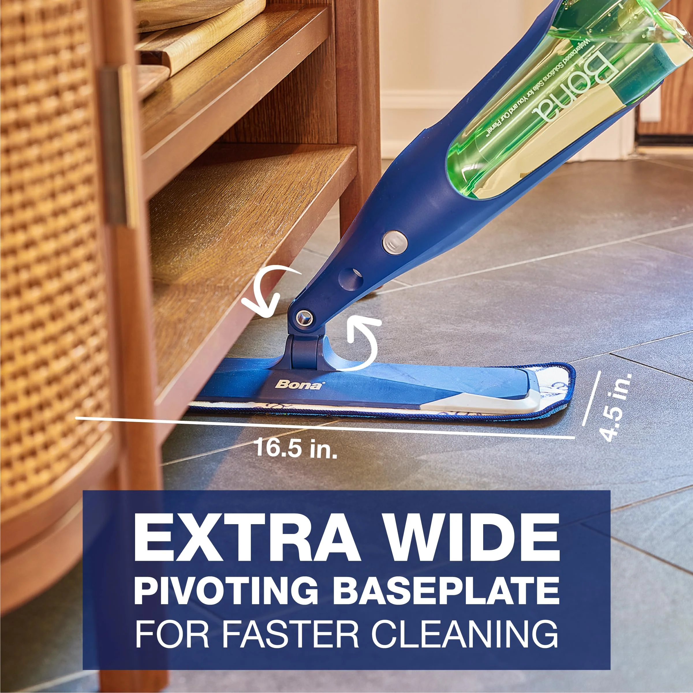 Bona Premium Motion Multi-Surface Floor Spray Mop - Includes Multi-Surface Floor Cleaning Solution and Machine Washable Microfiber Cleaning Pad - for Stone, Tile, Laminate, and Vinyl Floors - Image 10
