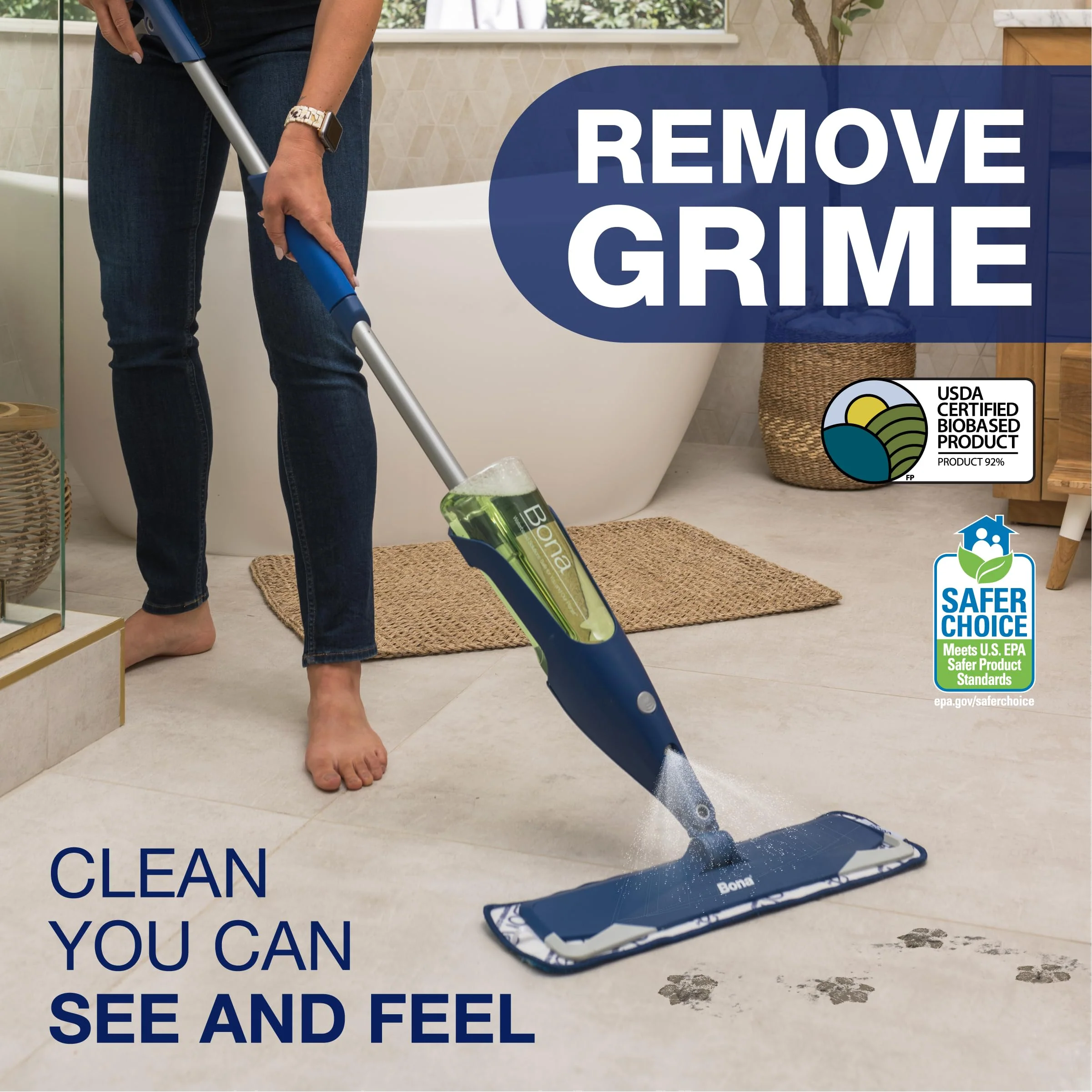 Bona Premium Motion Multi-Surface Floor Spray Mop - Includes Multi-Surface Floor Cleaning Solution and Machine Washable Microfiber Cleaning Pad - for Stone, Tile, Laminate, and Vinyl Floors - Image 7