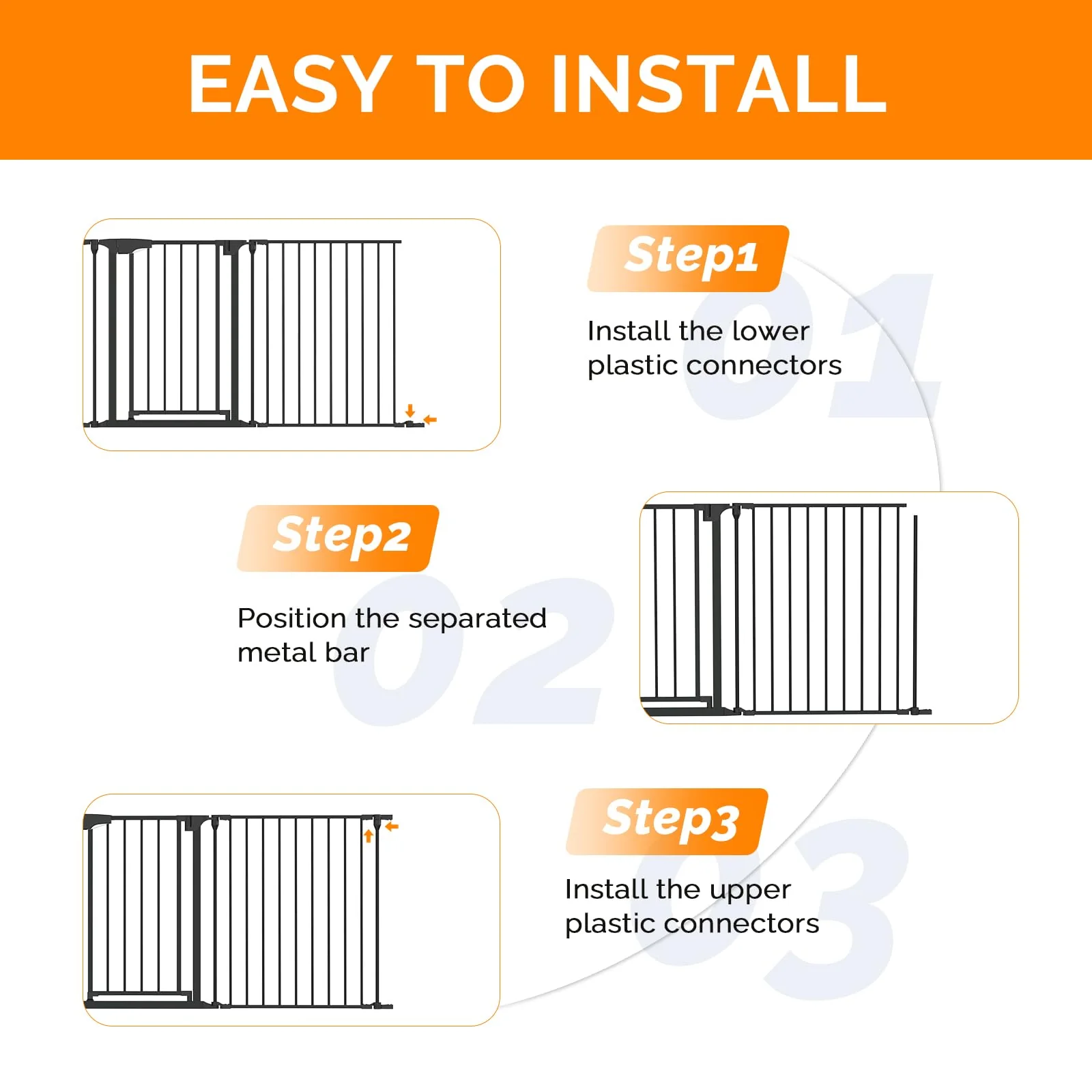 Bonnlo 120 Inches Wide Configurable Baby Gate, Fireplace Safety Fence/Guard, Adjustable 5-Panel Metal Play Yard for Toddler/Pet/Dog, Christmas Tree Fence, Includes 4 Pack of Wall Mounts, Black - Image 7