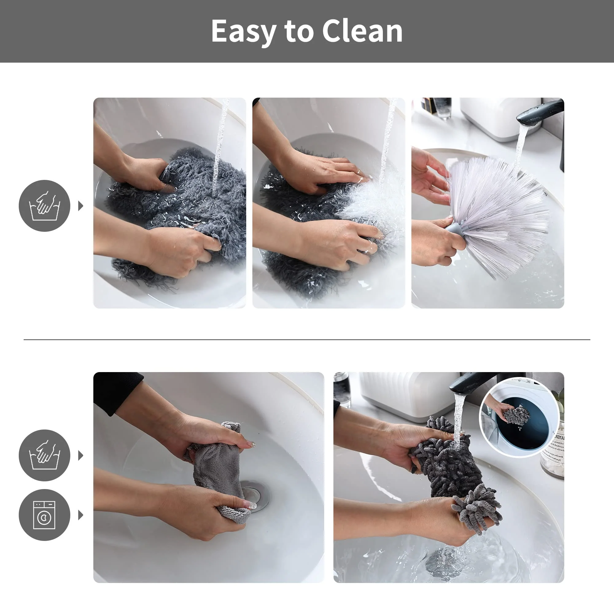 BOOMJOY Microfiber Feather Duster 7PCS, Bendable Dusters with 100 inches Extension Pole for Cleaning High Ceiling, Fan, Blinds, Cobweb, Furniture, Cars - Image 3