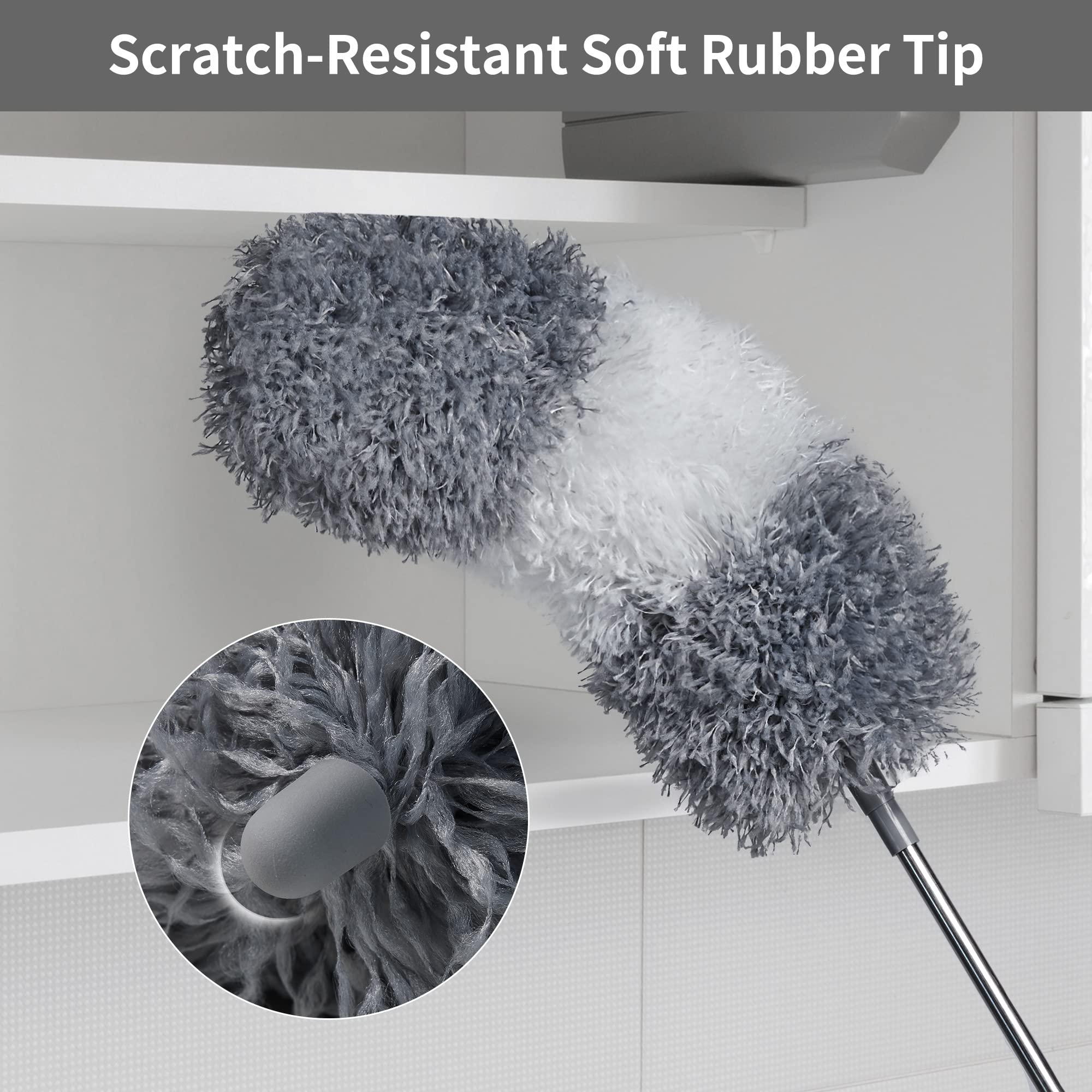 BOOMJOY Microfiber Feather Duster 7PCS, Bendable Dusters with 100 inches Extension Pole for Cleaning High Ceiling, Fan, Blinds, Cobweb, Furniture, Cars - Image 5