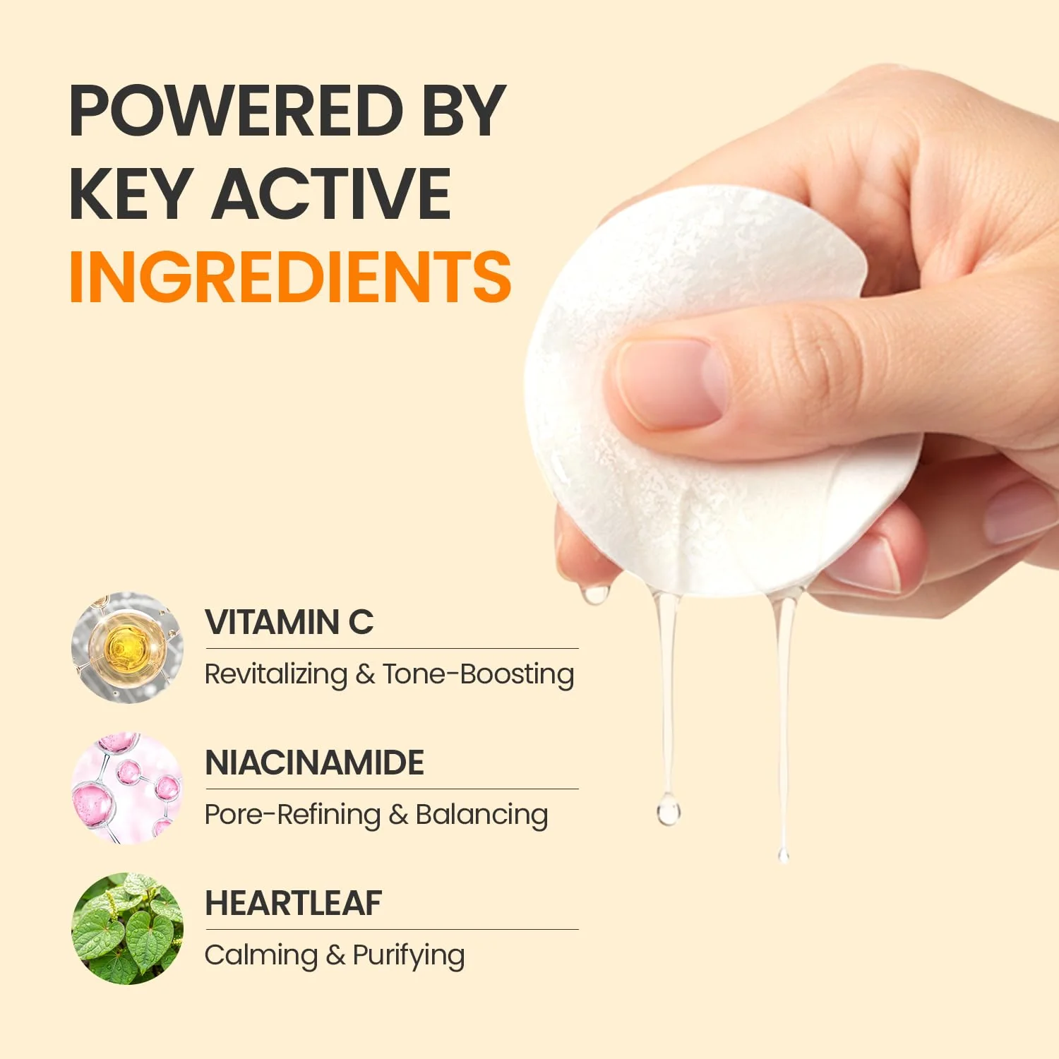 Boosting Toner Pads for Face Oily Skin Korean, #OOTD Vitamin C Niacinamide Heartleaf Hydrating Calming Redness, Vitamin C Toner Pad 70Pads 4.05oz 120ml - Image 4