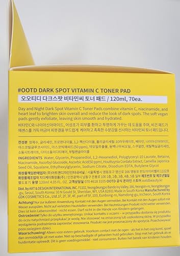 Boosting Toner Pads for Face Oily Skin Korean, #OOTD Vitamin C Niacinamide Heartleaf Hydrating Calming Redness, Vitamin C Toner Pad 70Pads 4.05oz 120ml - Image 9