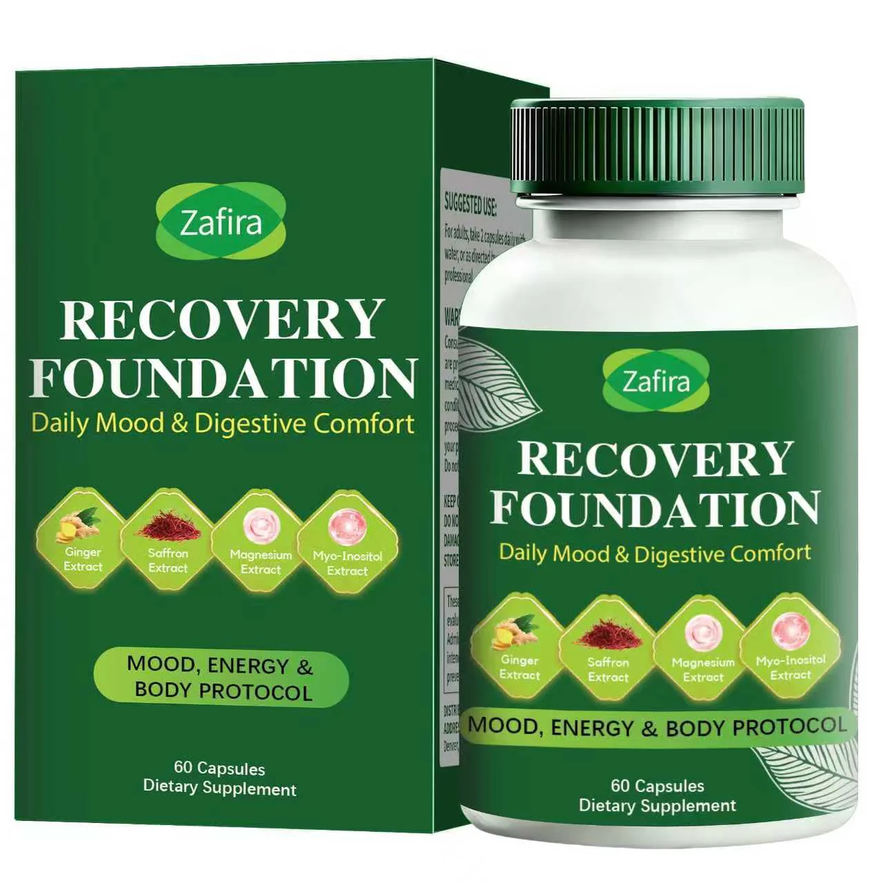 Boreome Zafira Recovery Foundation Capsules – Clear Mental Fog, Reduce Hair Loss & Boost Digestion | Clinically Tested, All-Natural Ingredients,Non-GMO, 60 Capsules