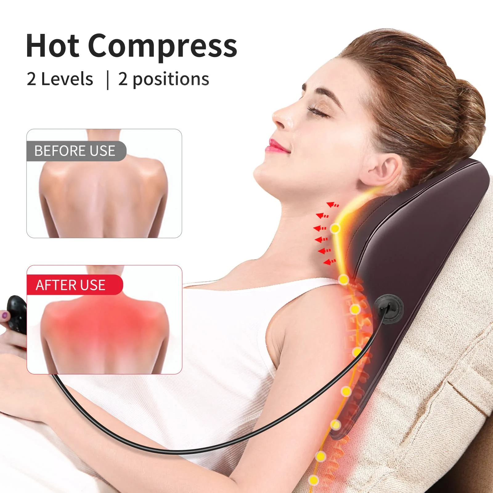 Boriwat Back Massager Neck Massager with Heat, Shiatsu Massage Pillow for Pain Relief, Massagers for Neck and Back, Shoulder, Leg, Gifts for Men Women Mom Dad, Stress Relax at Home Office and Car - Image 3