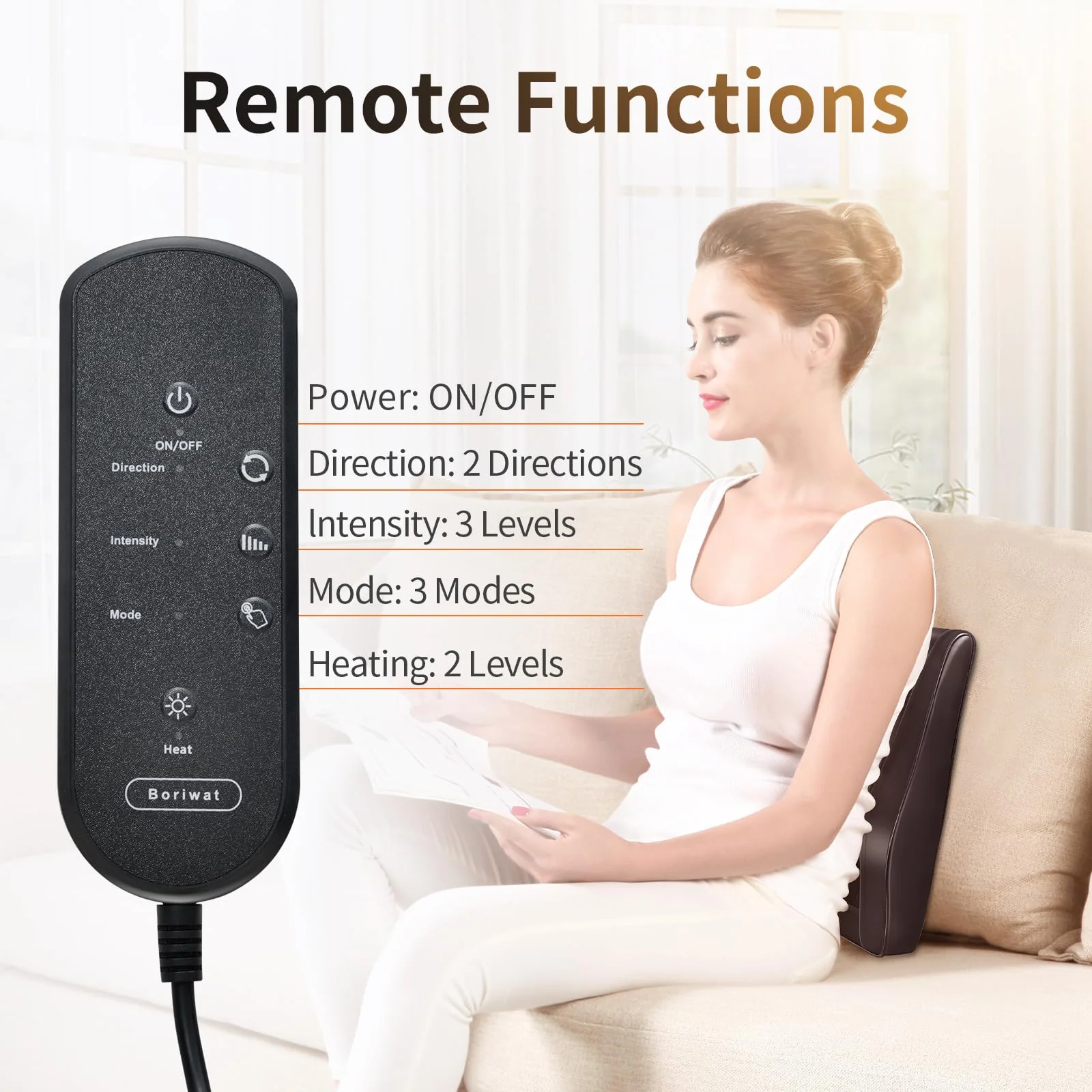 Boriwat Back Massager Neck Massager with Heat, Shiatsu Massage Pillow for Pain Relief, Massagers for Neck and Back, Shoulder, Leg, Gifts for Men Women Mom Dad, Stress Relax at Home Office and Car - Image 5