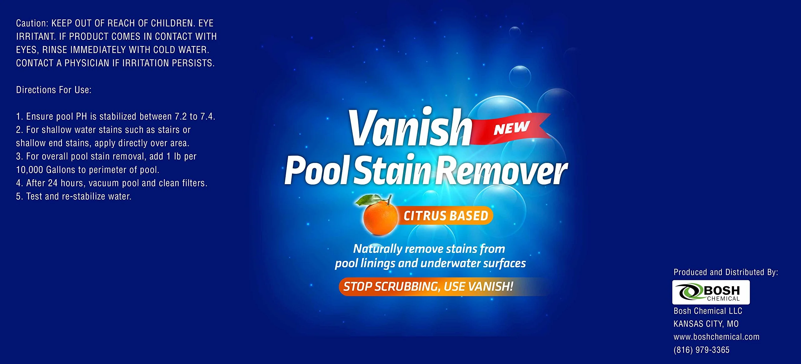 Bosh Chemical Vanish Pool & Spa Stain Remover 2 Pack (4LBS)- Natural Safe Citrus Based, Works Excellent on Vinyl, Fiberglass, and Metals, Removes Rust and Other Tough Stains - Image 6
