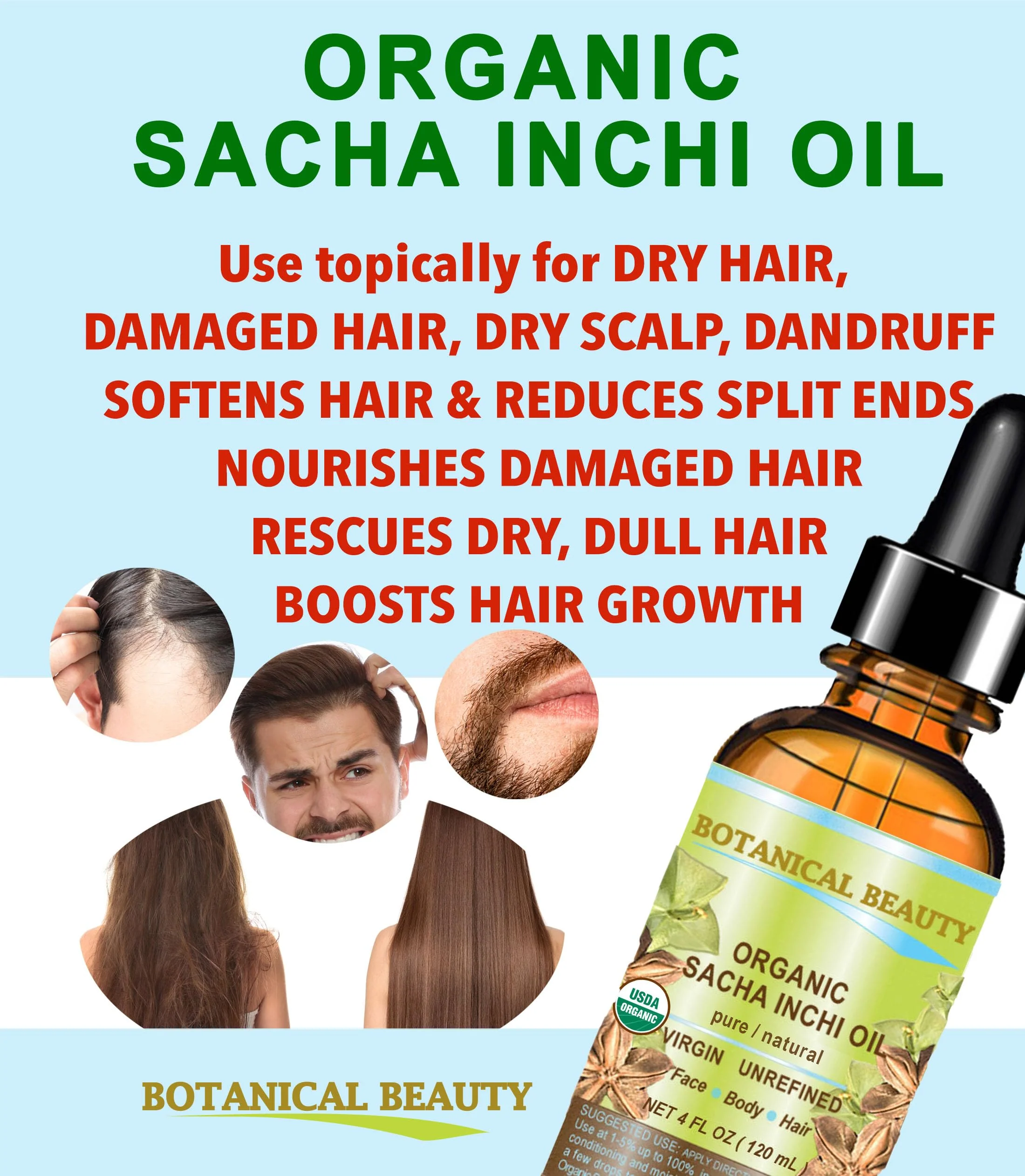 Botanical Beauty Organic SACHA INCHI OIL 100% Natural Pure Undiluted Virgin Unrefined Cold Pressed Carrier Certified Organic Oil For Face, Skin, Hair, Lip, Nails, Rich in Vitamin E (1 Fl Oz 30 ml) - Image 3