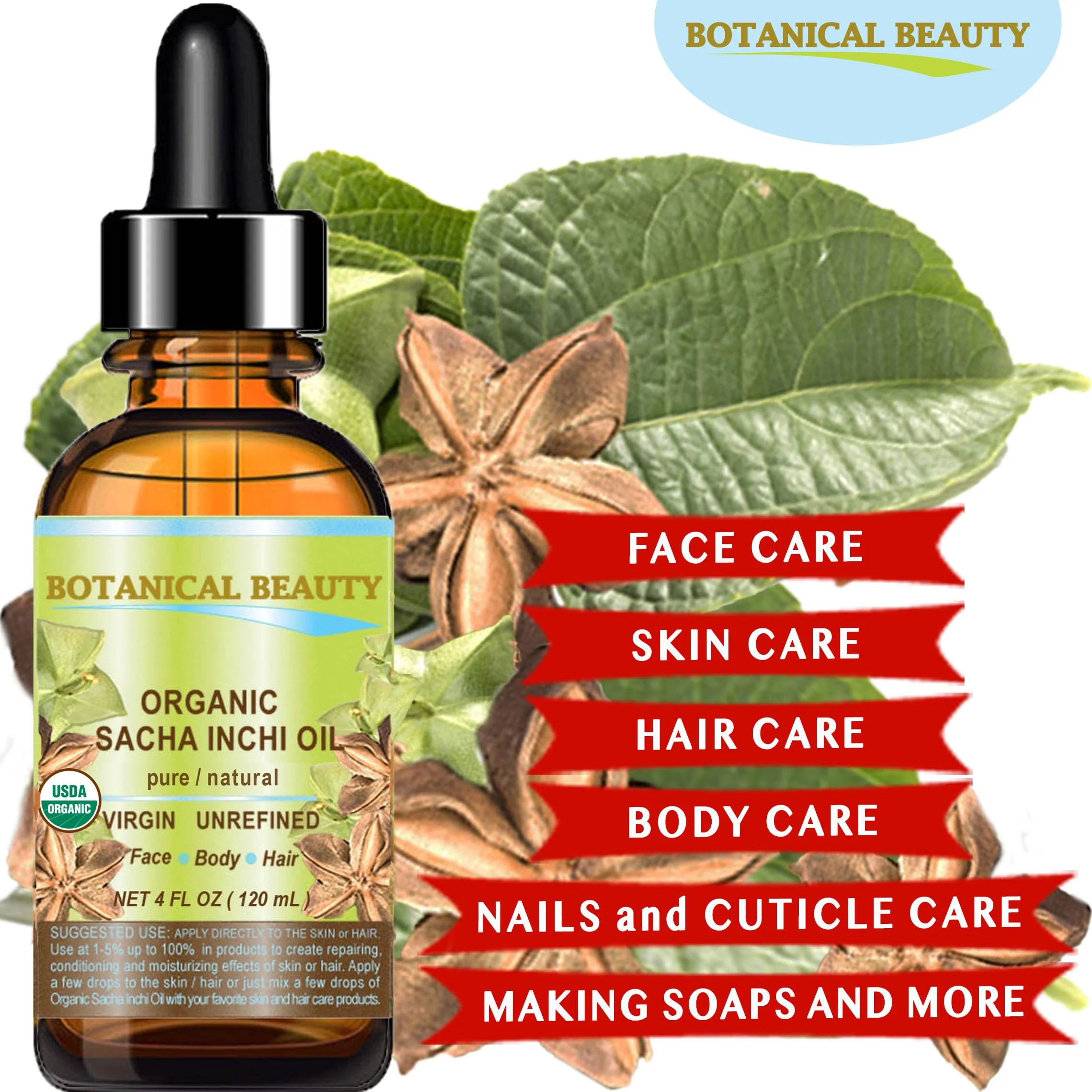 Botanical Beauty Organic SACHA INCHI OIL 100% Natural Pure Undiluted Virgin Unrefined Cold Pressed Carrier Certified Organic Oil For Face, Skin, Hair, Lip, Nails, Rich in Vitamin E (1 Fl Oz 30 ml) - Image 7