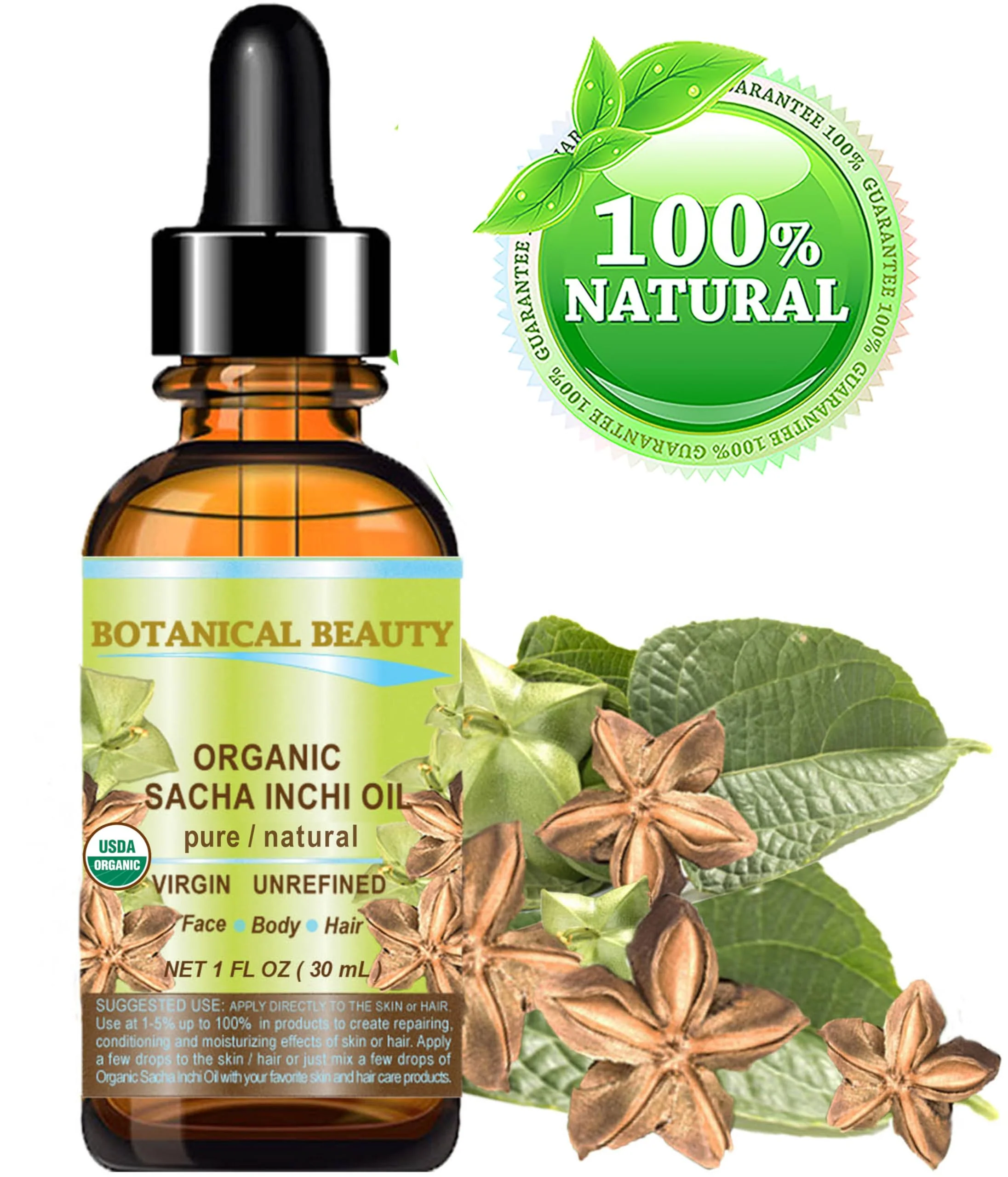 Botanical Beauty Organic SACHA INCHI OIL 100% Natural Pure Undiluted Virgin Unrefined Cold Pressed Carrier Certified Organic Oil For Face, Skin, Hair, Lip, Nails, Rich in Vitamin E (1 Fl Oz 30 ml) - Image 8