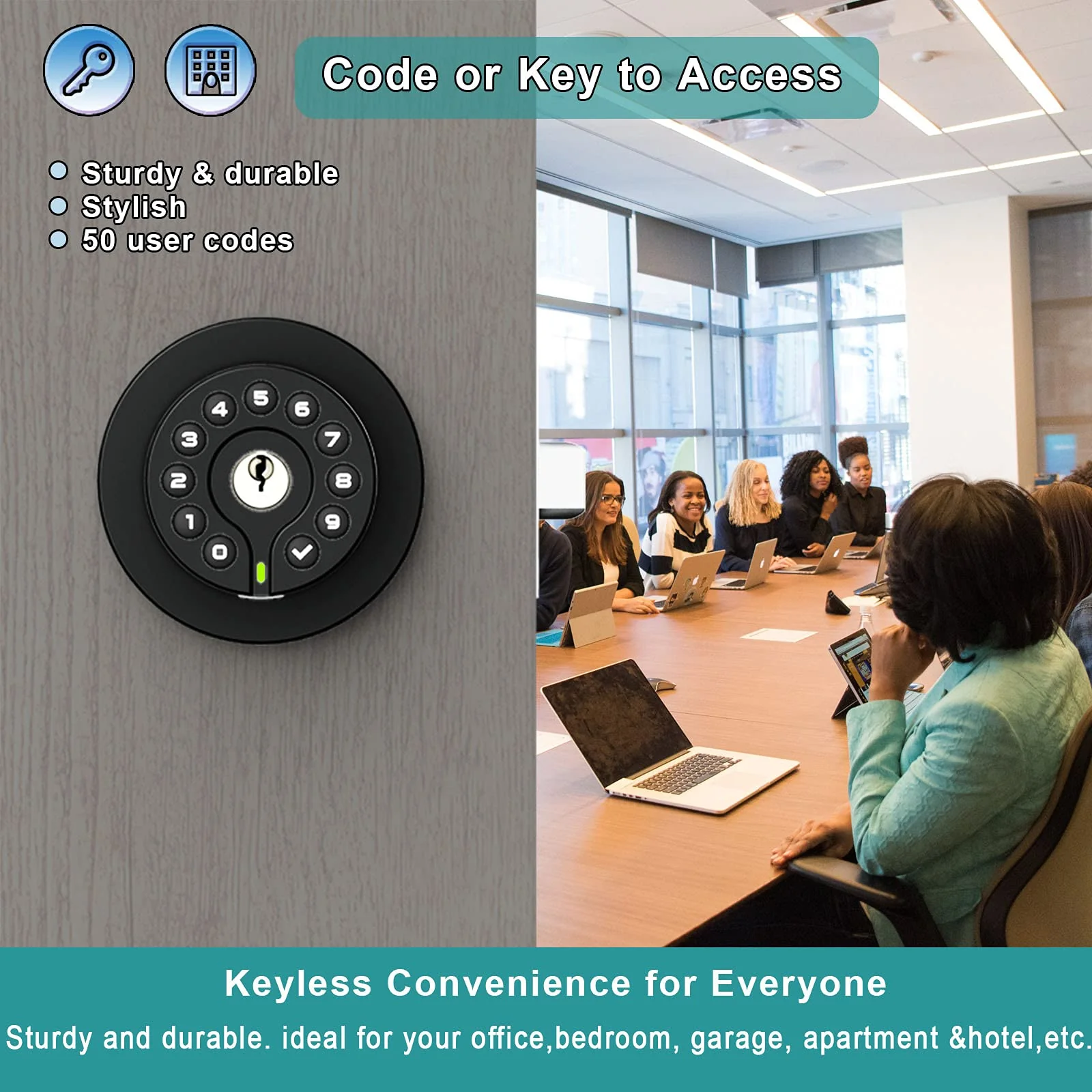 BOTHSTAR Keypad Door Knob with Key,Keyless Entry Door Lock, Code Locks Door Knob, Auto Lock,50 User Code,Easy to Install,for Home,Office,Hotel,Bedroom,Garage,No Deadbolt - Image 3