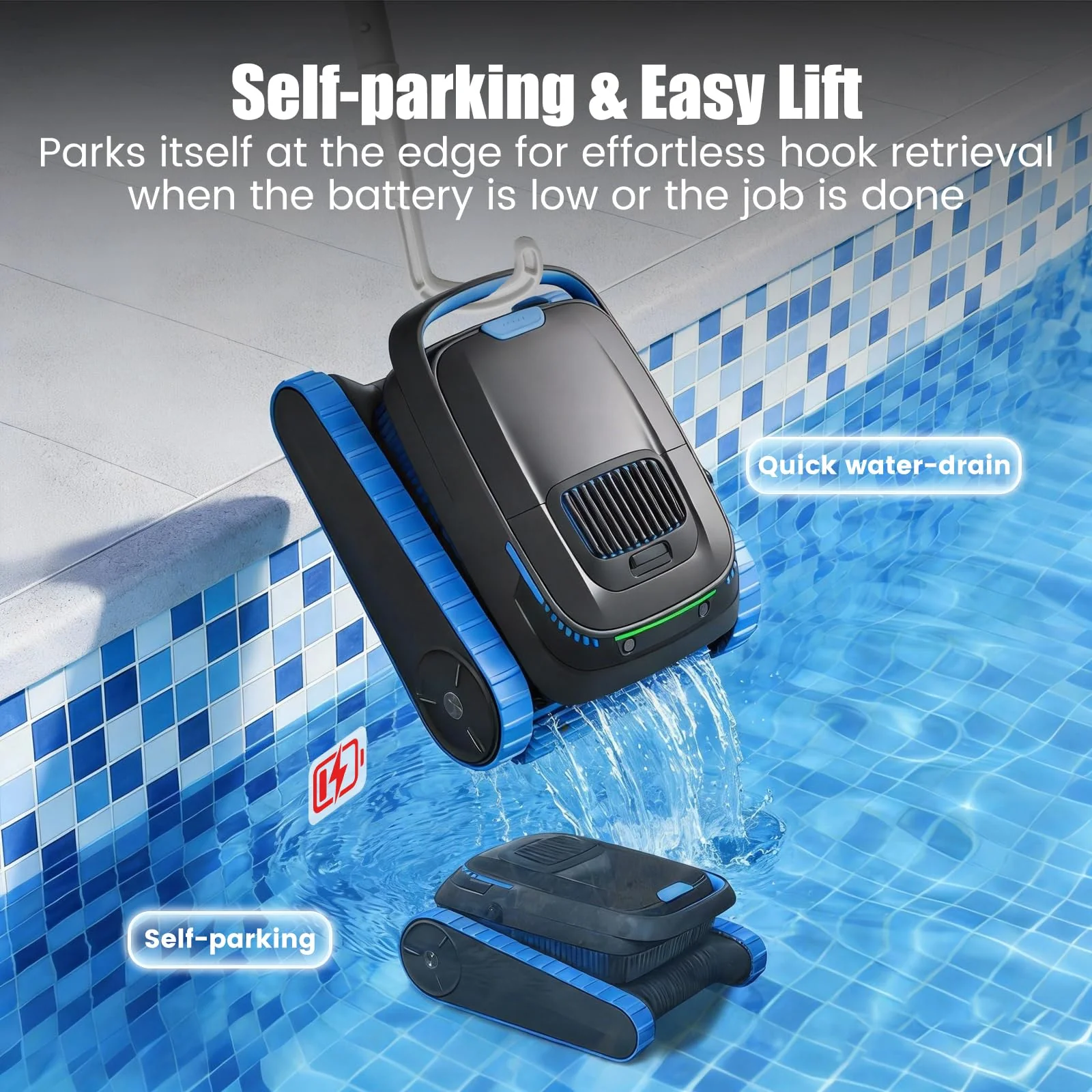 BOTLIFE PC20 Automatic Robotic Pool Cleaner, Cordless Pool Vacuum Robot for Inground & Above Ground Pools, Smart Navigation, Self-Parking, 5000GPH Suction, Cleans Floor, Wall & Waterline - Image 4