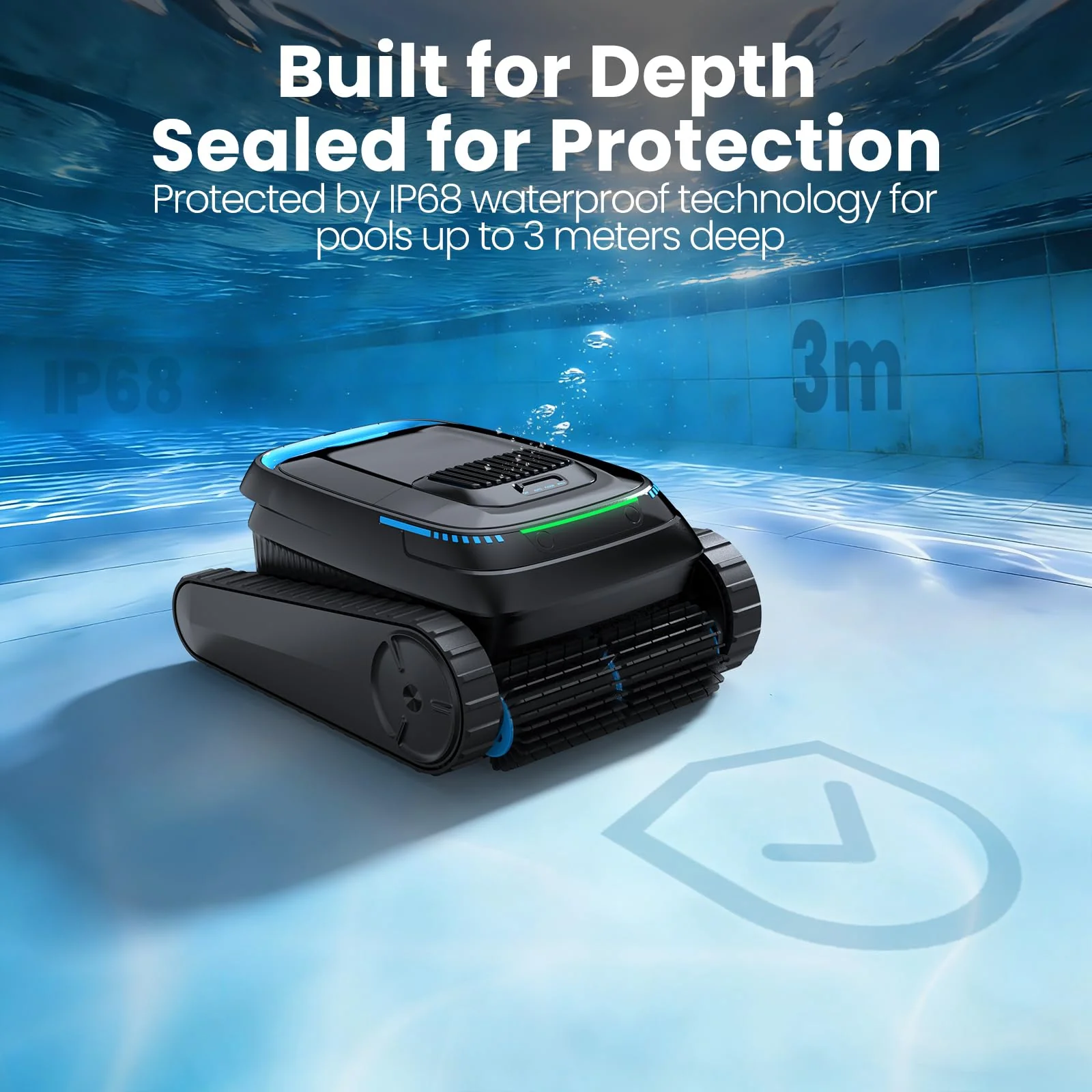 BOTLUXE Robotic Pool Vacuum PC10, Cordless Pool Cleaner Robot for Inground & Above Ground Pools, Smart Navigation, 5000GPH Suction Power for Cleaning Floor, Wall & Waterline, Self-Parking, Black - Image 3