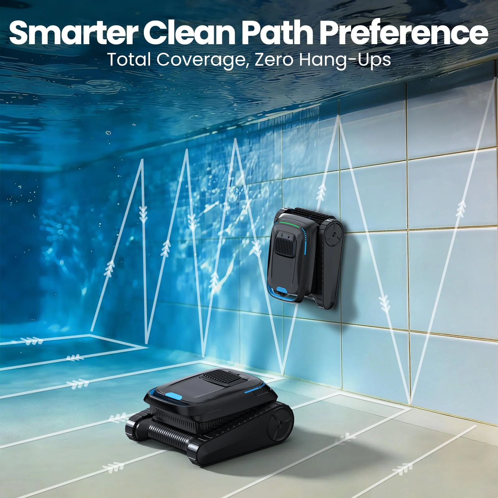 BOTLUXE Robotic Pool Vacuum PC10, Cordless Pool Cleaner Robot for Inground & Above Ground Pools, Smart Navigation, 5000GPH Suction Power for Cleaning Floor, Wall & Waterline, Self-Parking, Black - Image 8