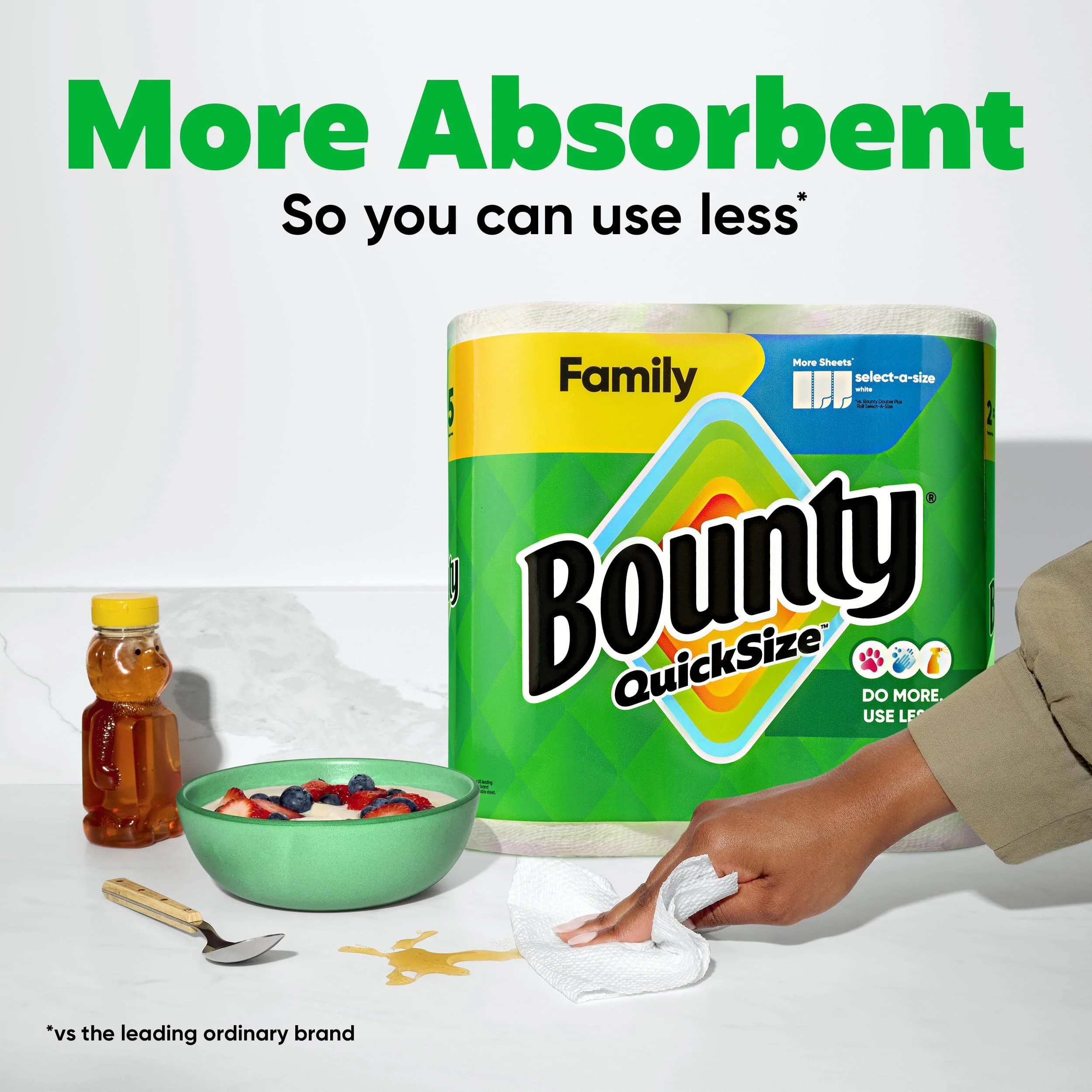 Bounty Paper Towels Quick Size, White, 16 Family Rolls = 40 Regular Rolls - Image 5