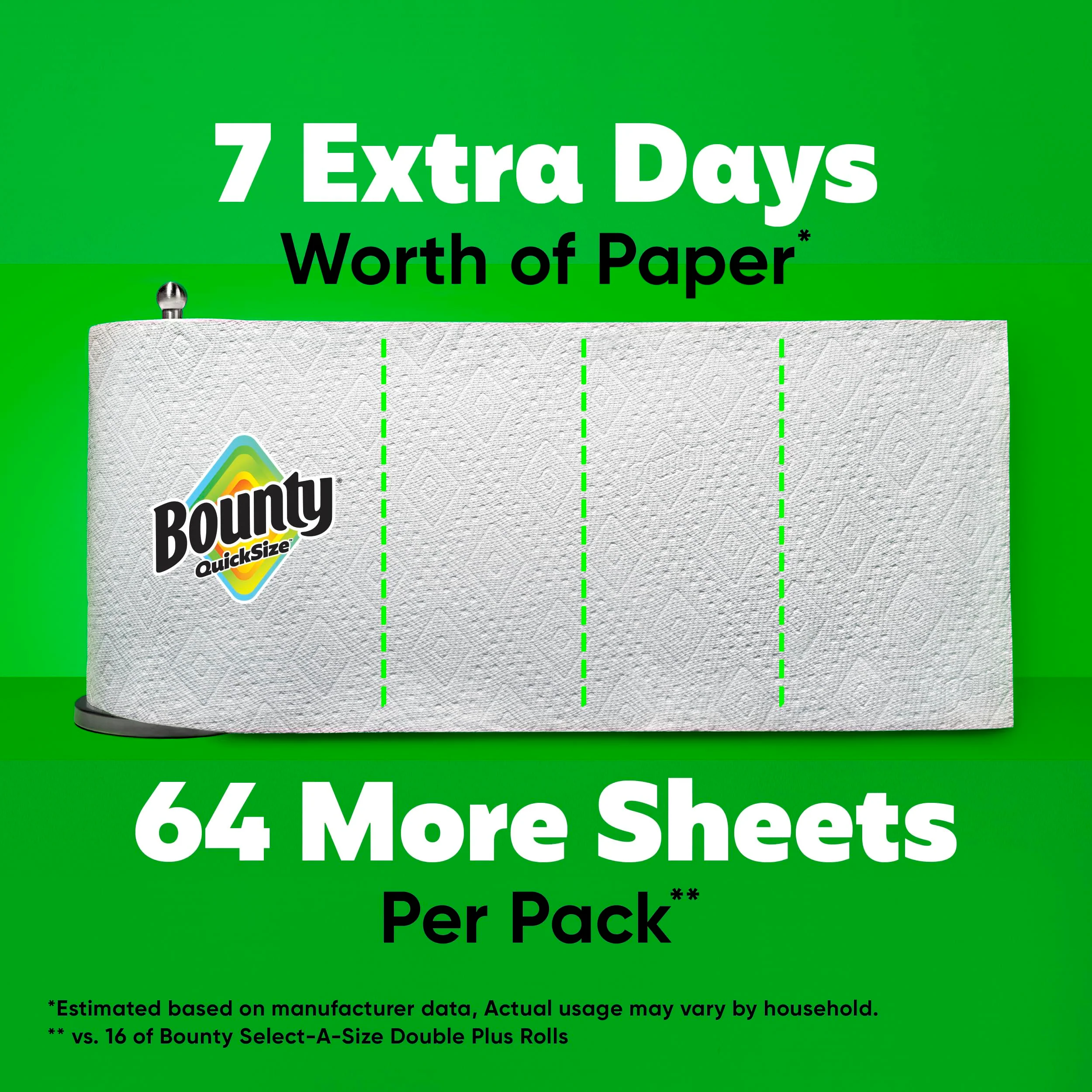 Bounty Paper Towels Quick Size, White, 16 Family Rolls = 40 Regular Rolls - Image 6