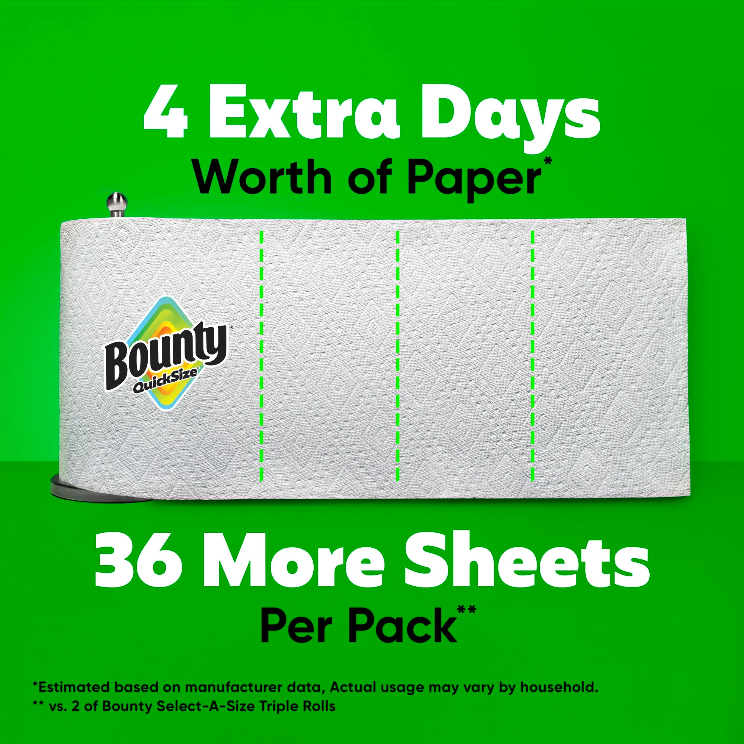 Bounty Paper Towels Quick Size, White, 2 Family Triple Rolls = 6+ Regular Rolls - Image 5