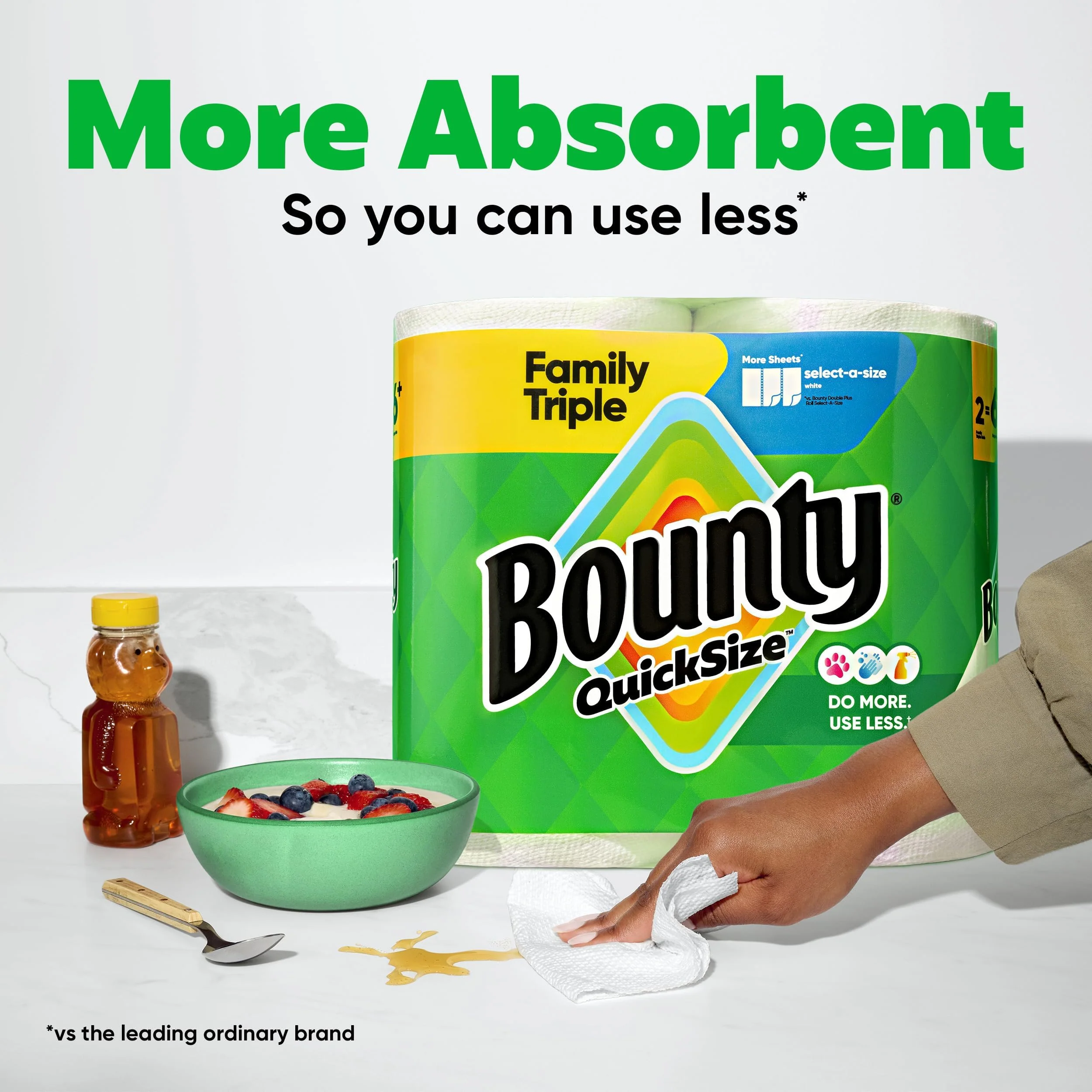 Bounty Paper Towels Quick Size, White, 2 Family Triple Rolls = 6+ Regular Rolls - Image 4
