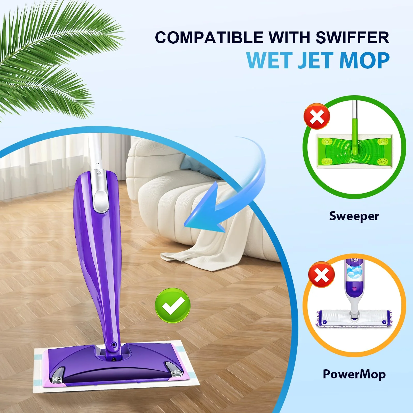 Bpbdzz 60 Count Wet Pads Refill for Swiffer Wet Jet Spray Mop - Wet Jet Pads,Made of high-end Cotton,5X Highly Absorbent, Suitable for All Floor Surfaces, Deep Cleaning of Stubborn Stains - Image 6