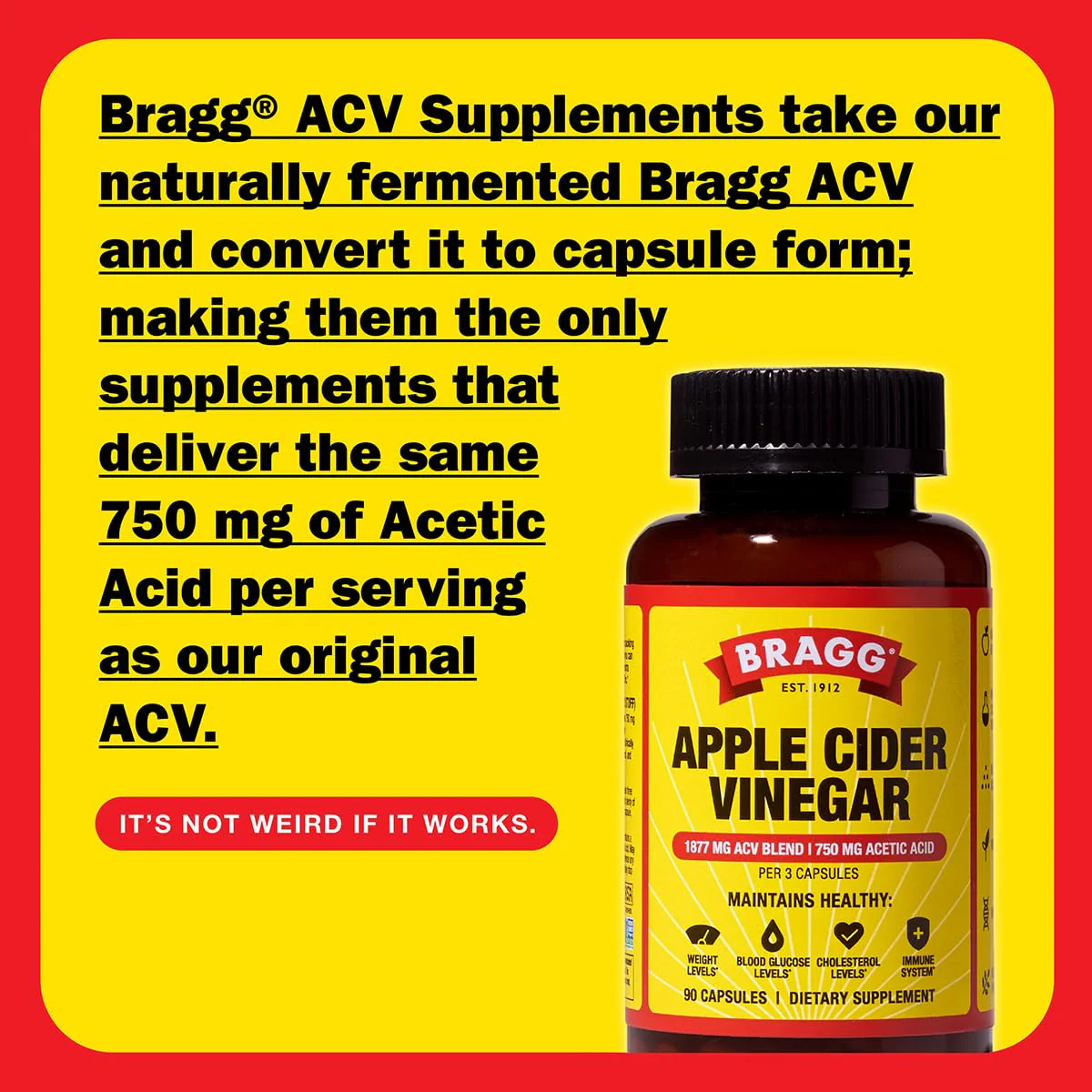 Bragg Organic Apple Cider Vinegar Capsules with Vitamin D and Zinc - 90 Count - Supports Immune System - Image 2