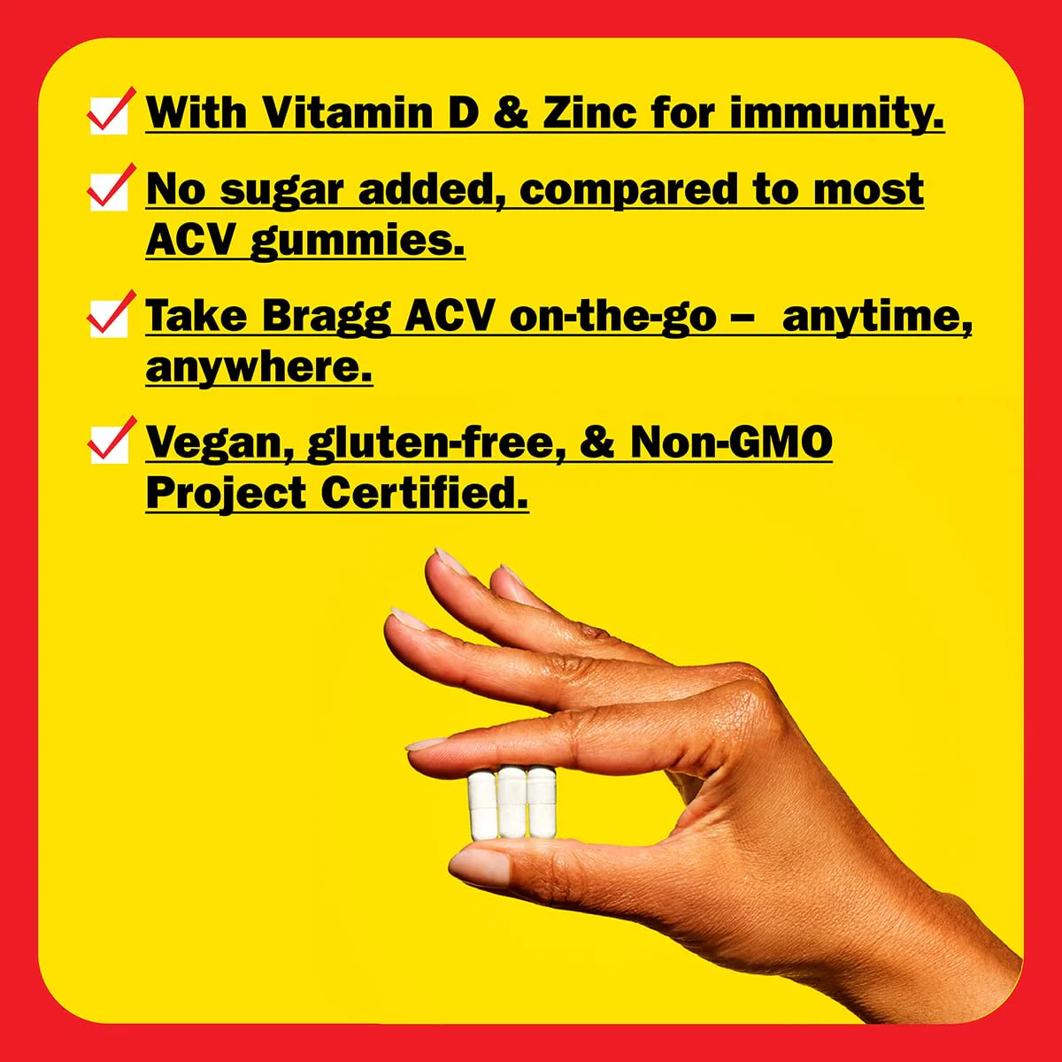 Bragg Organic Apple Cider Vinegar Capsules with Vitamin D and Zinc - 90 Count - Supports Immune System - Image 3